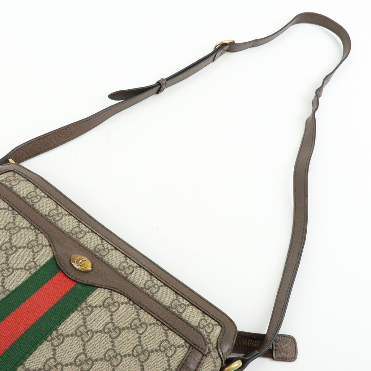 GUCCI Ophidia Sherry GG Supreme Leather Shoulder Bag Beige Brown 523354