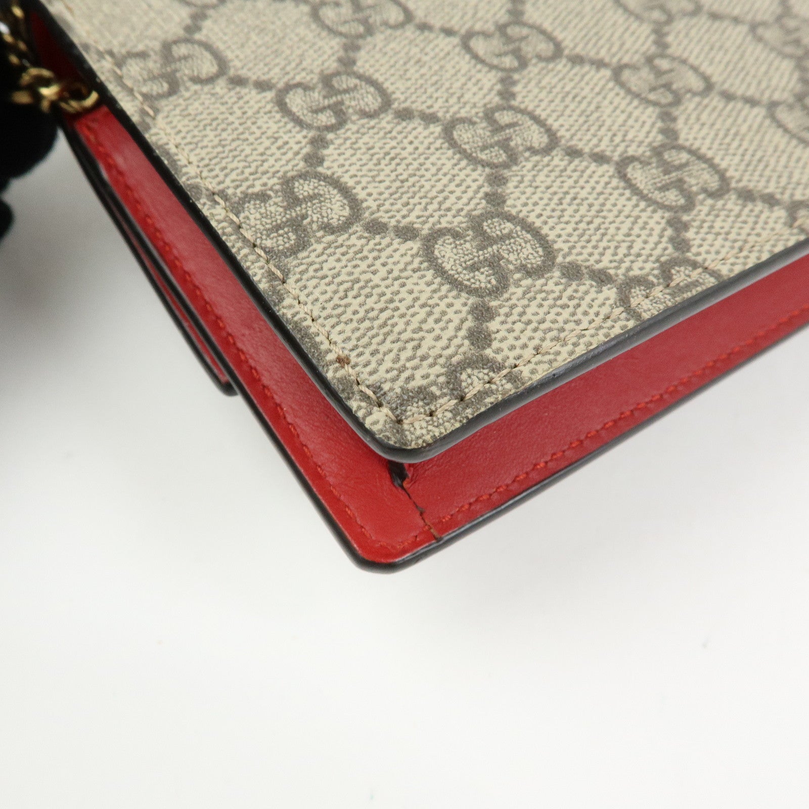 GUCCI Interlocking G GG Supreme Leather Chain Shoulder Bag Beige 481291