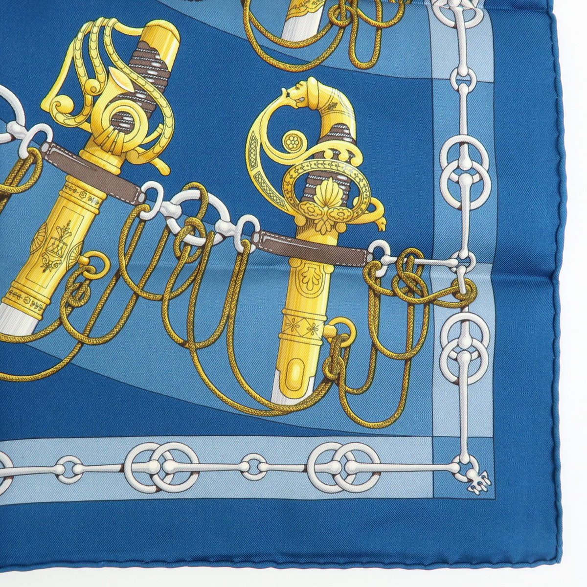 HERMES Carre 42 Lot of 2 Silk 100% Scarf  CRURIES/Cliqueti Blue