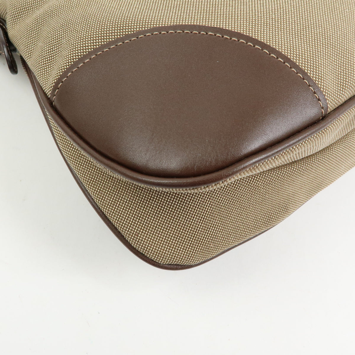 PRADA Jacquard Canvas Leather Shoulder Bag Crossbody Bag Beige Brown