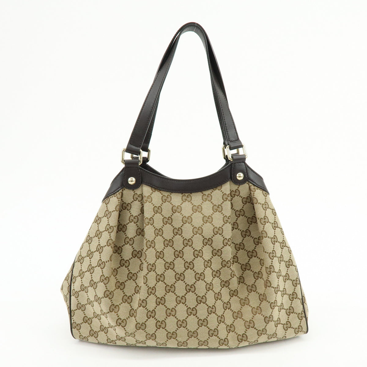 GUCCI GG Canvas Leather Hand Bag Shoulder Bag Toe Bag Brown 388919