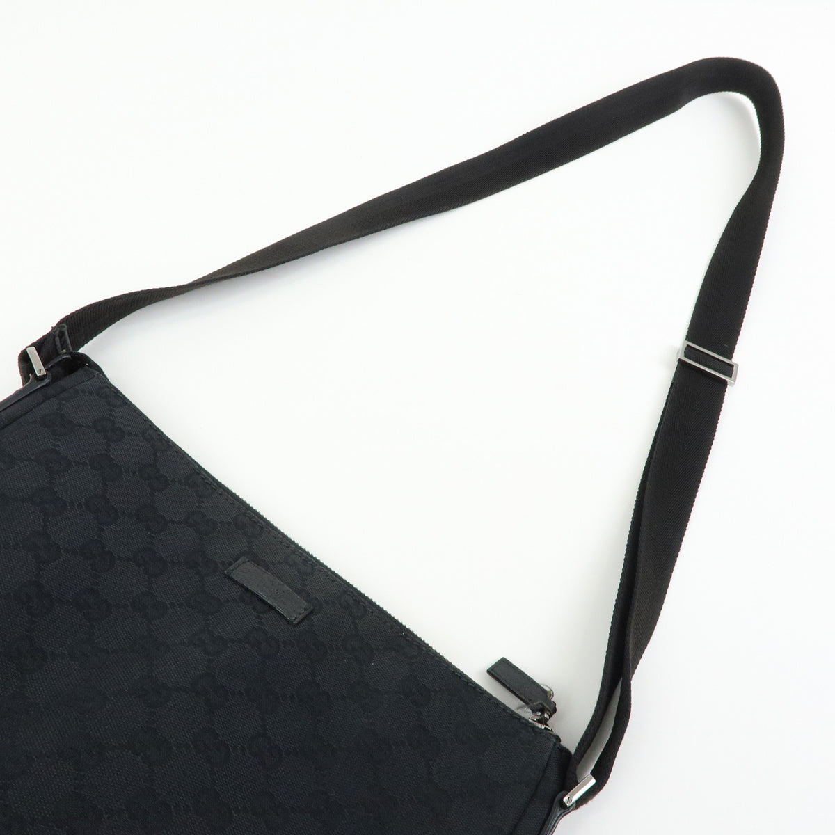 GUCCI GG Canvas Leather Shoulder Bag Crossbody Bag Black 114273