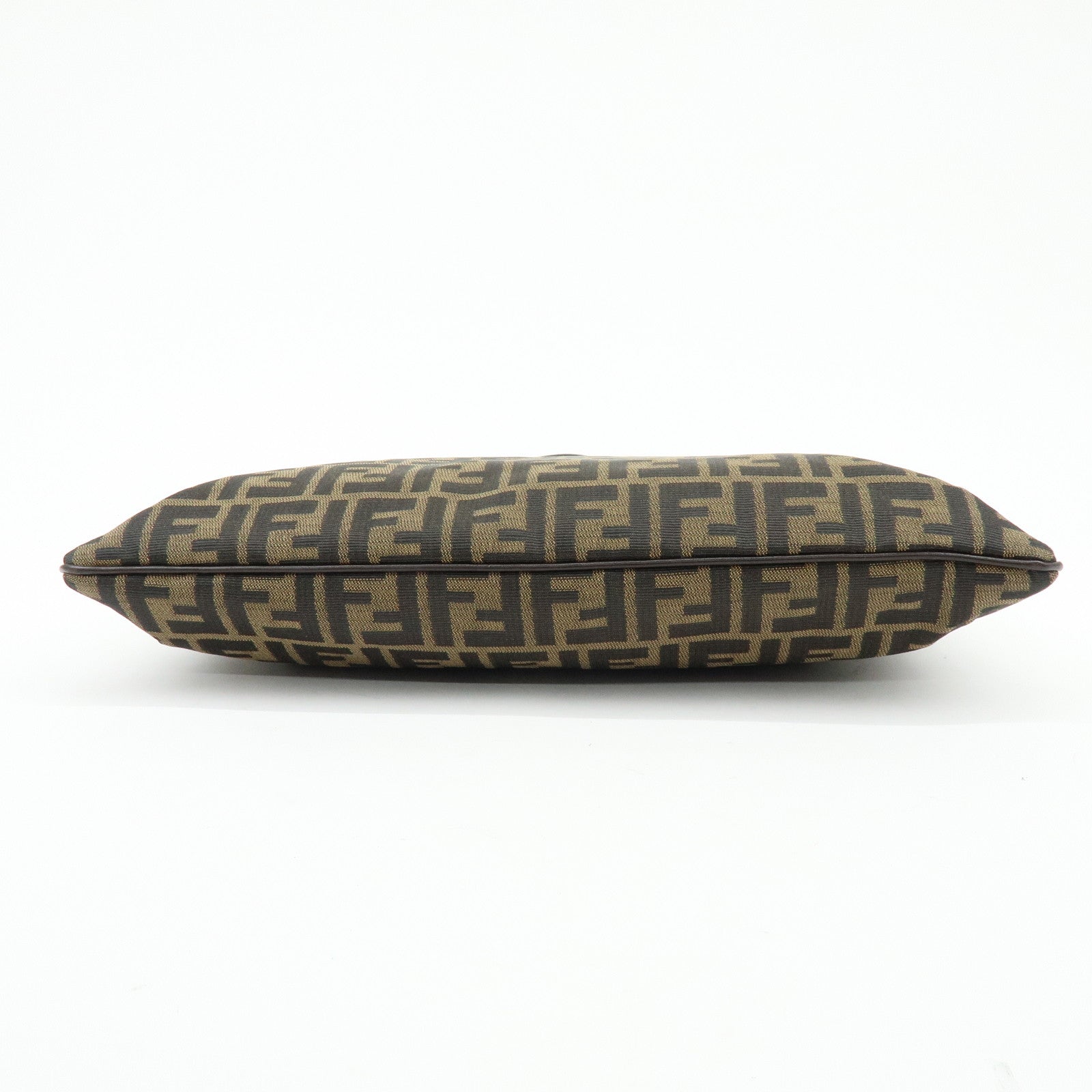 FENDI Zucca Jacquard Canvas Leather Shoulder Bag Brown Black