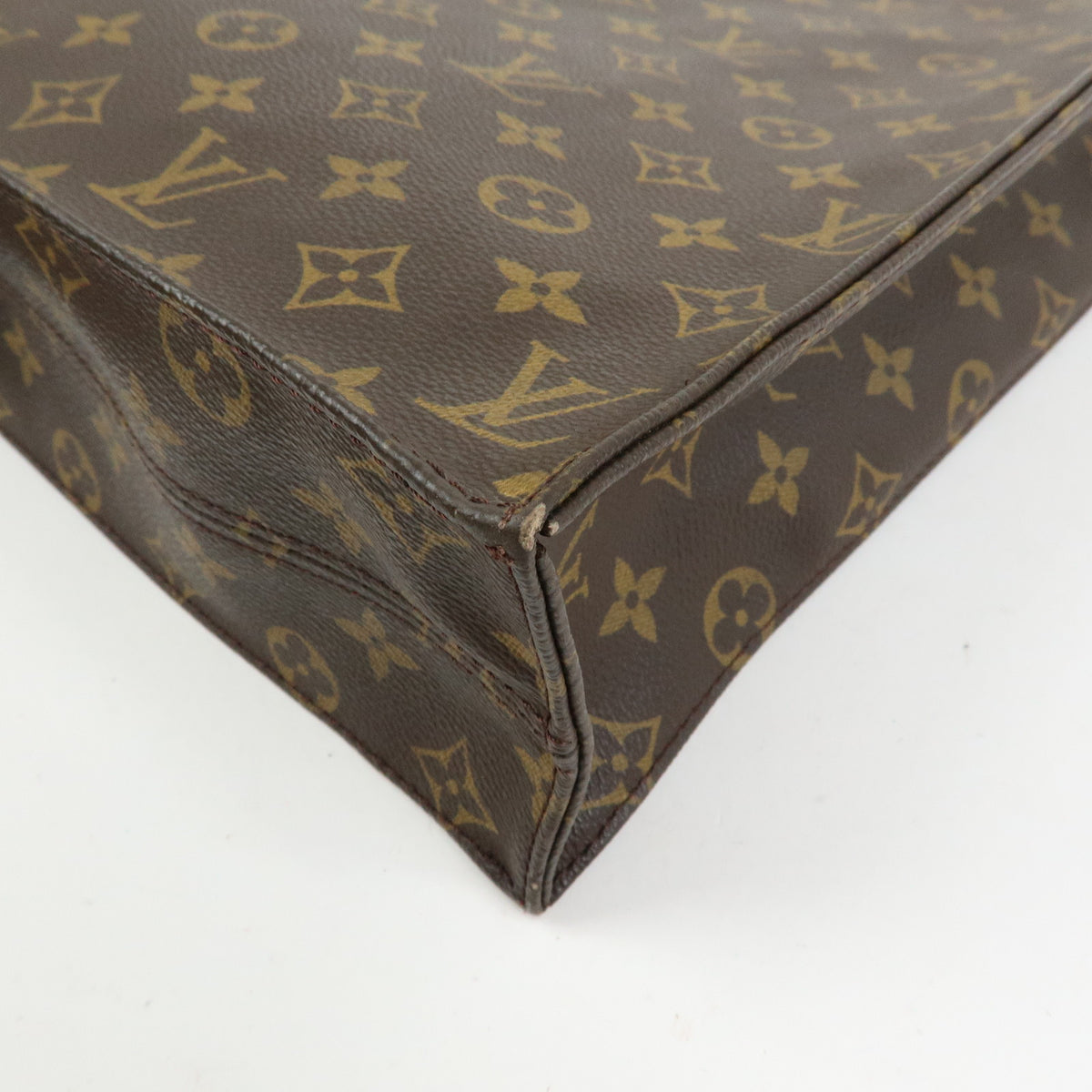 Louis Vuitton Monogram Sac Plat Tote Bag Hand Bag Brown M51140