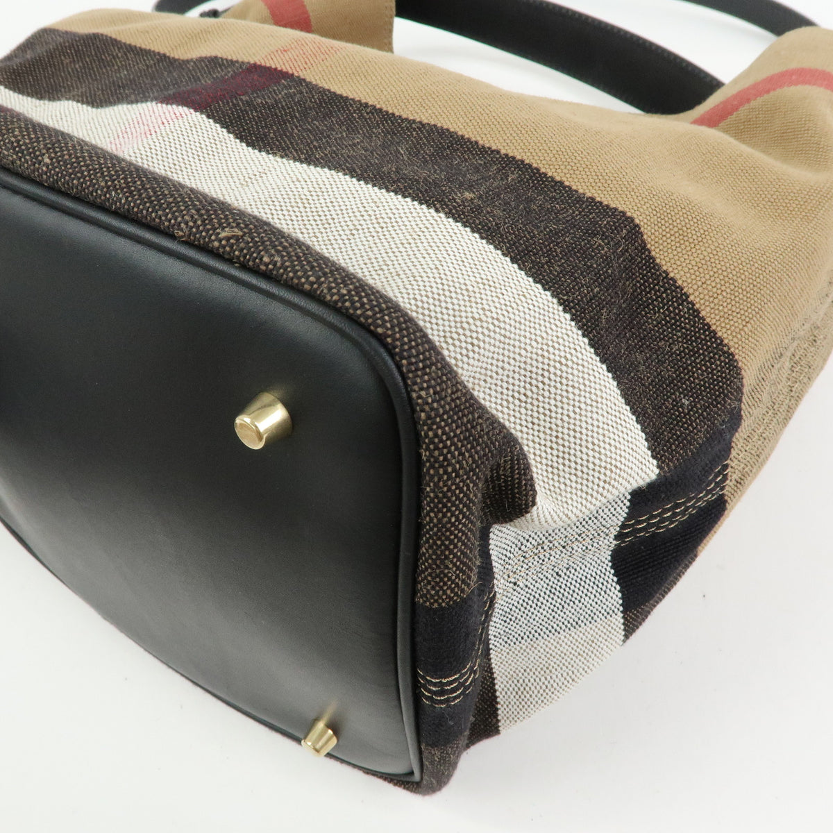 BURBERRY Nova Plaid Ashby Canvas Leather 2Way Bag Shoulder Bag Black