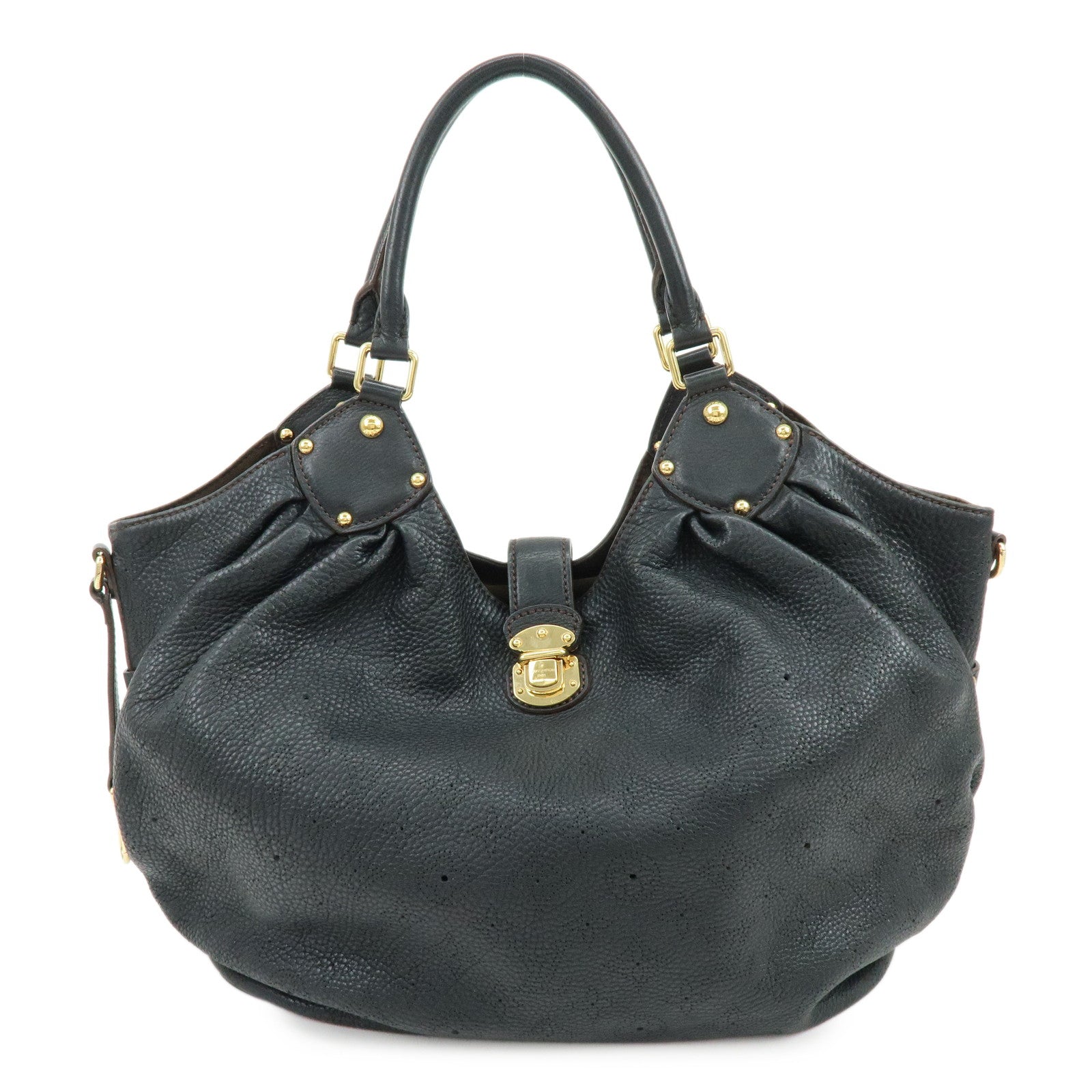 Louis Vuitton Monogram Leather Mahina L Shoulder Bag Noir M95765