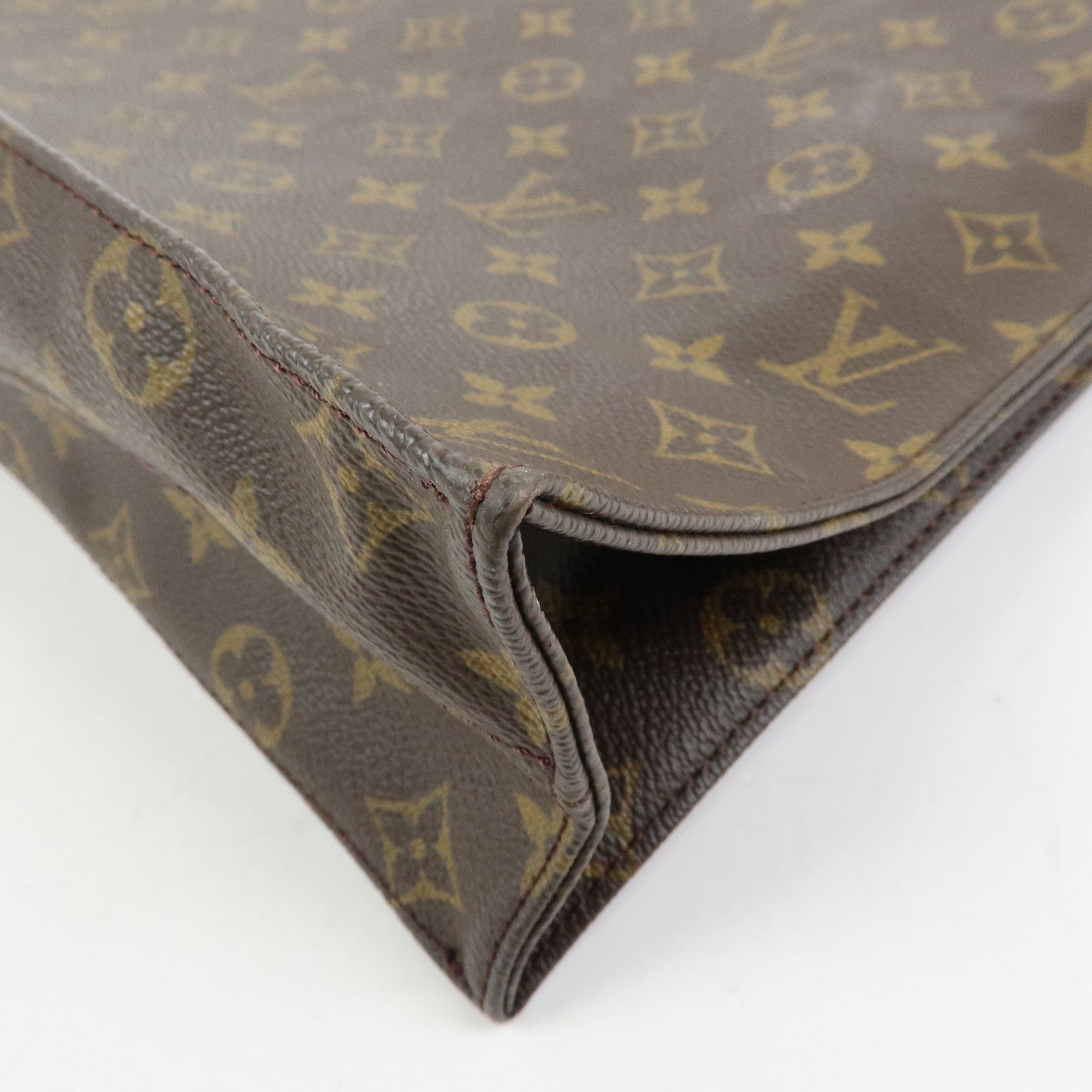 Louis Vuitton Monogram Sac Plat Tote Bag Hand Bag Brown M51140