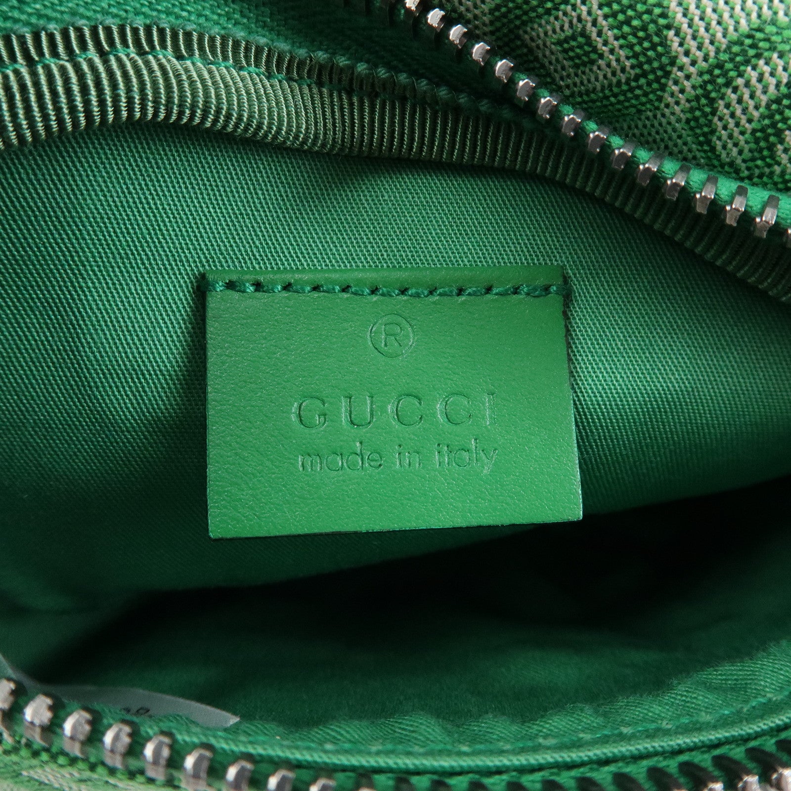 GUCCI Children's Sherry Canvas Leather Body Bag Waist Bag Green 502095