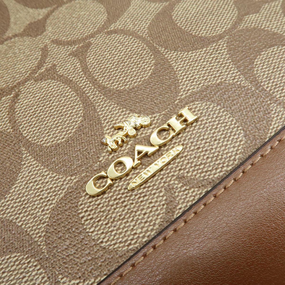 COACH Lot of 2 Signature Canvas Leather Hand Bag Beige Brown