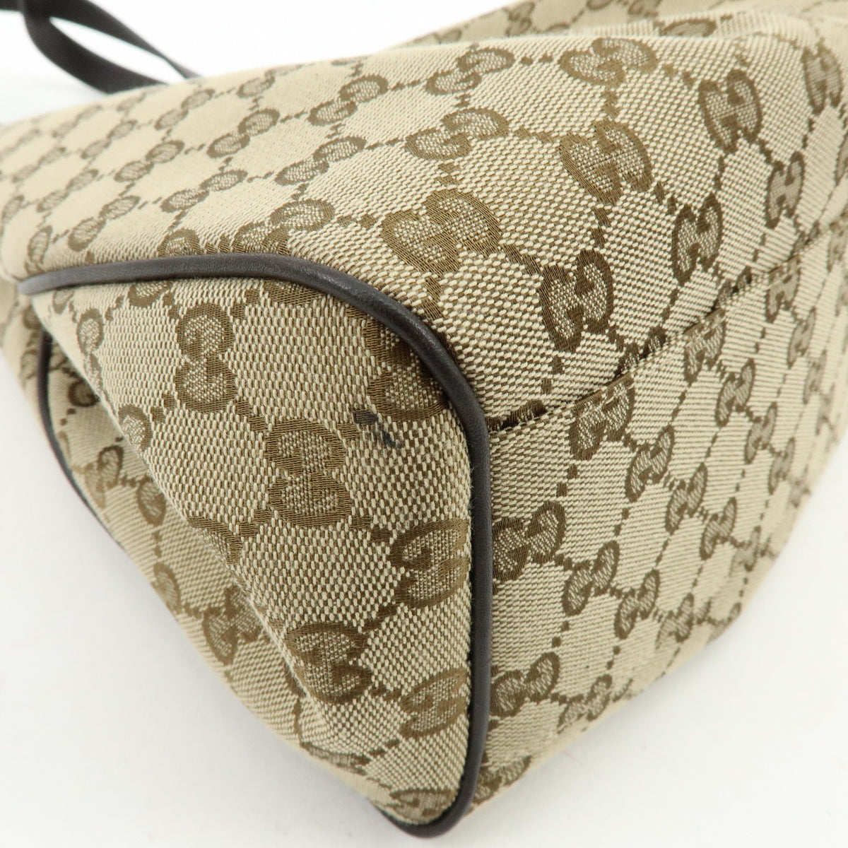 GUCCI GG Canvas Leather Hand Bag Shoulder Bag Toe Bag Brown 388919