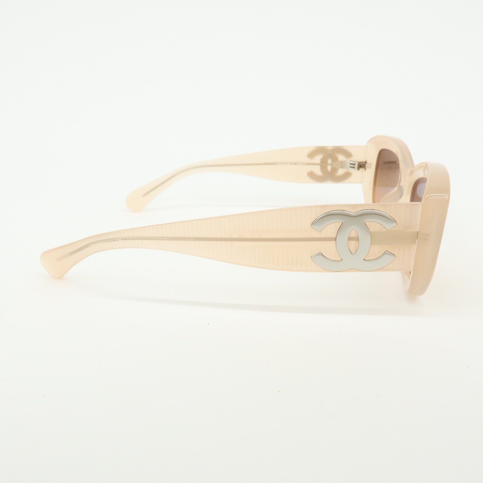 CHANEL COCO Mark Plastic Sunglasses Pink Brown 5493-A