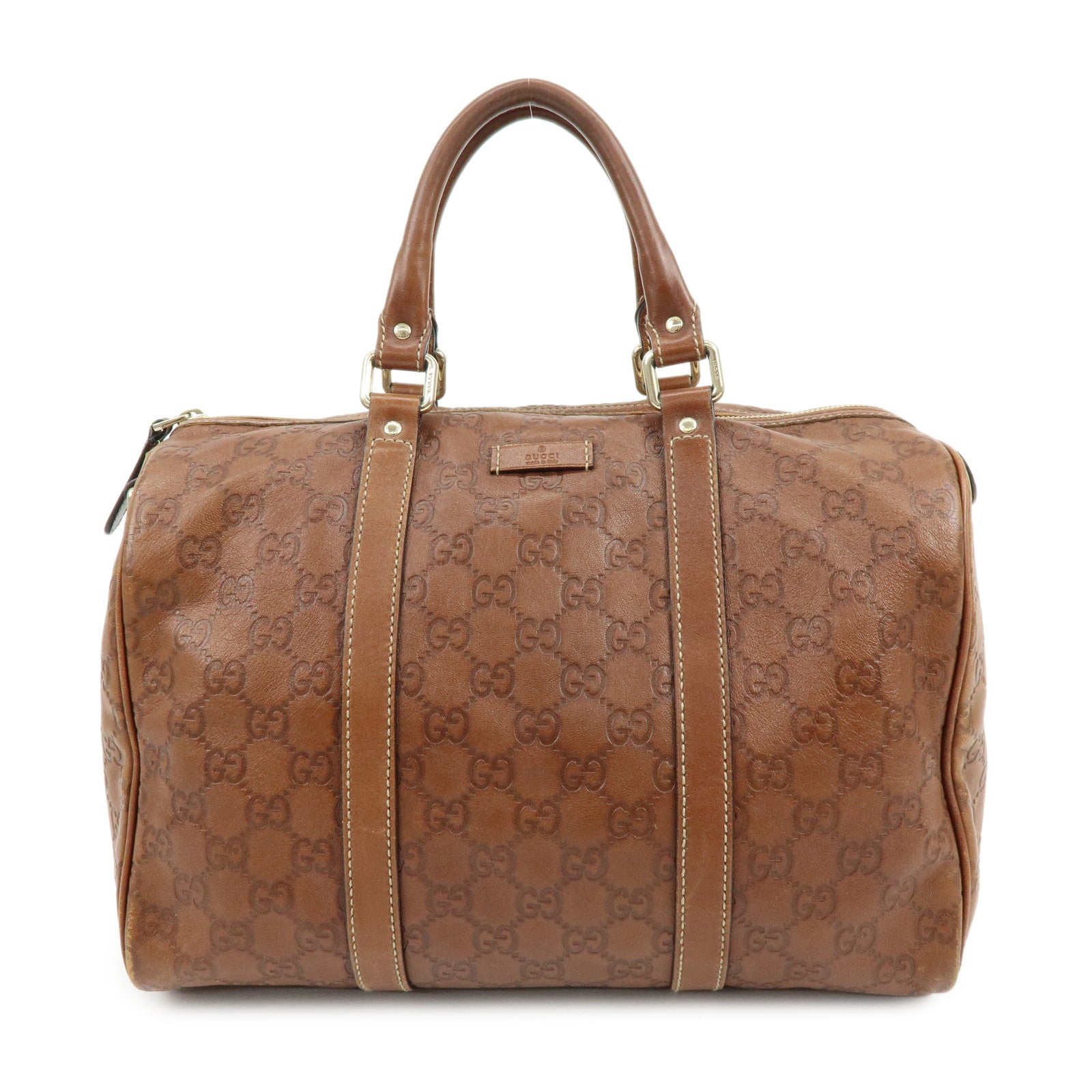 GUCCI Guccissima Leather Boston Bag Hand Bag Brown 193603