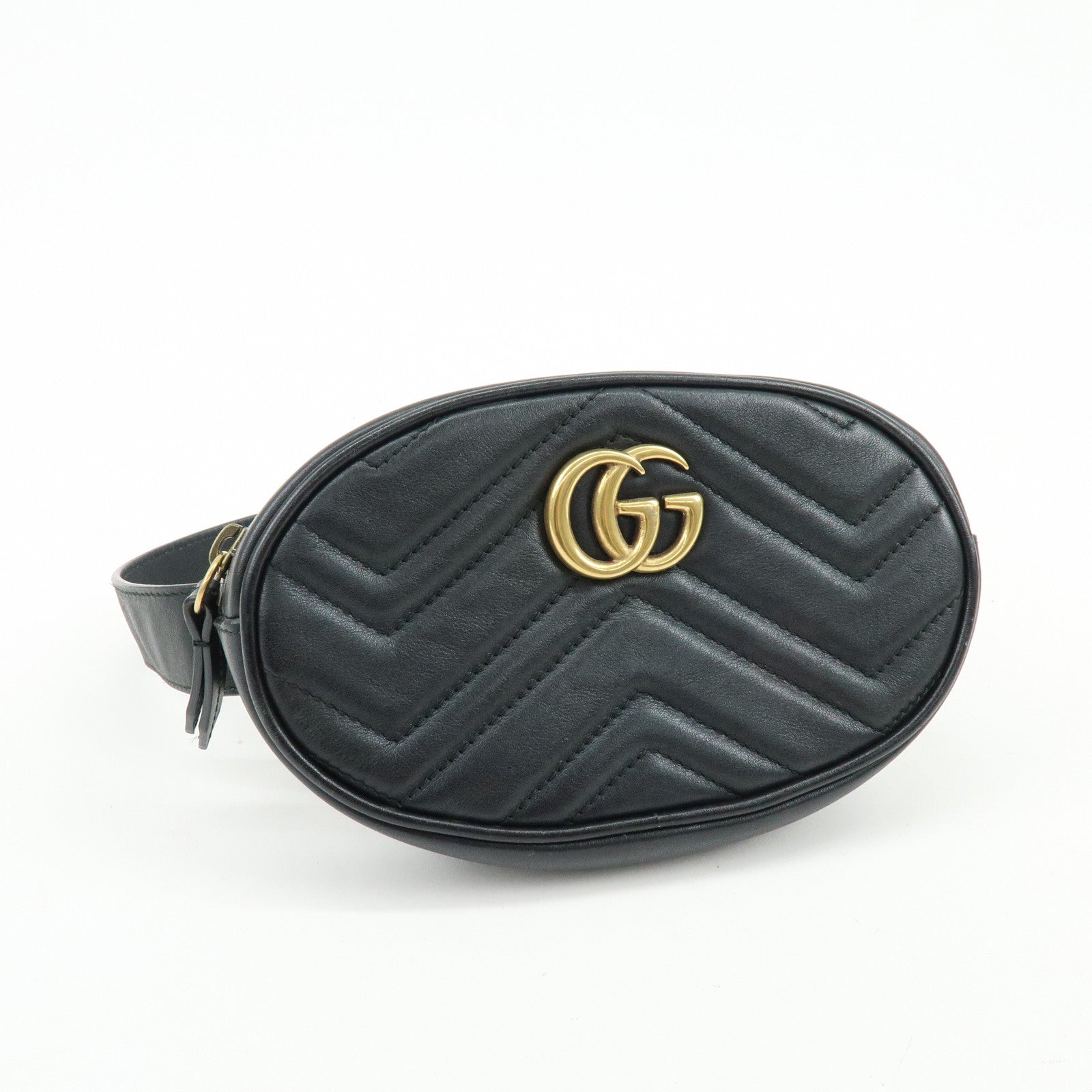 GUCCI GG Marmont Leather Waist Bag Crosbody Bag Black 476434