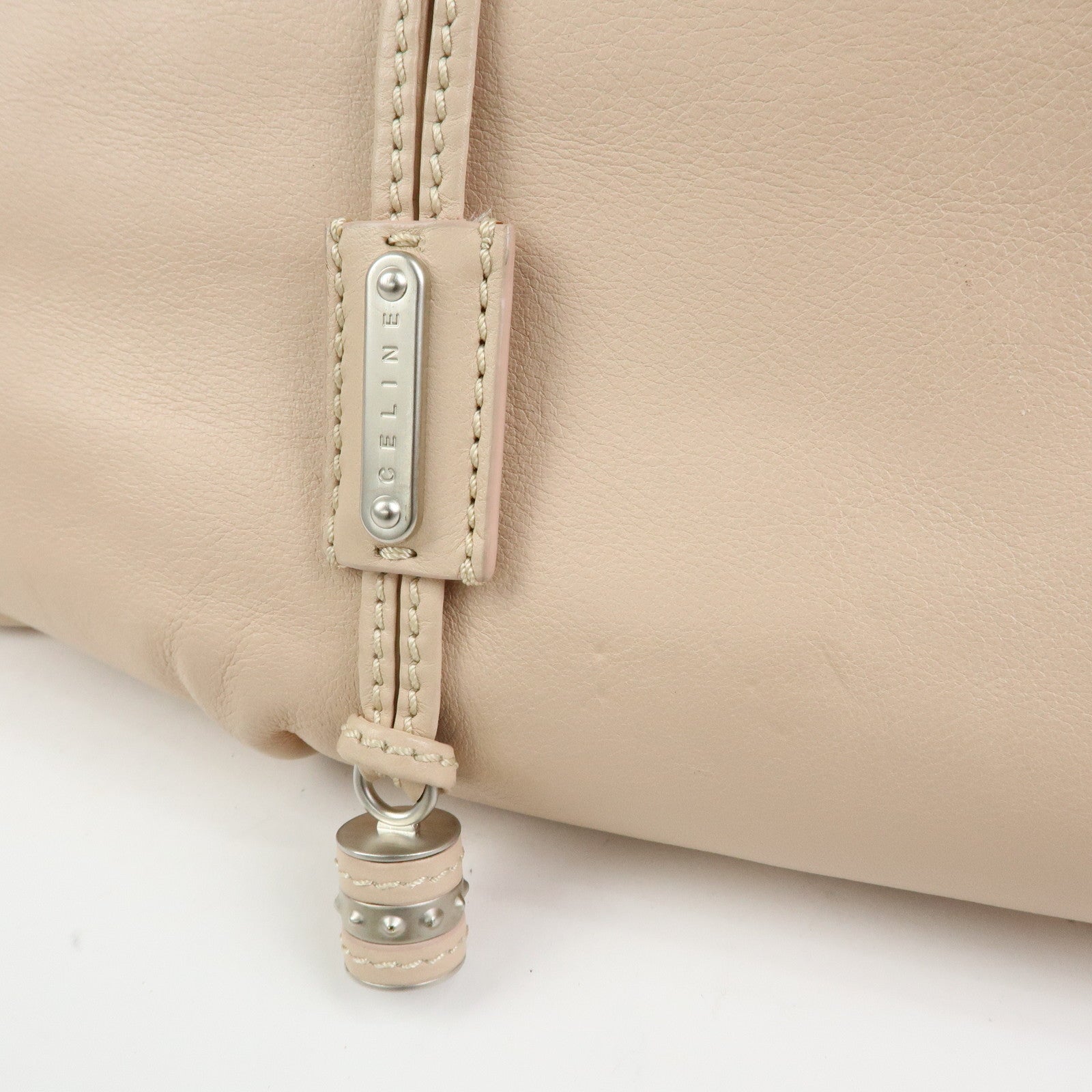 CELINE Bittersweet Leather Shoulder Bag Hand Bag Pink Beige