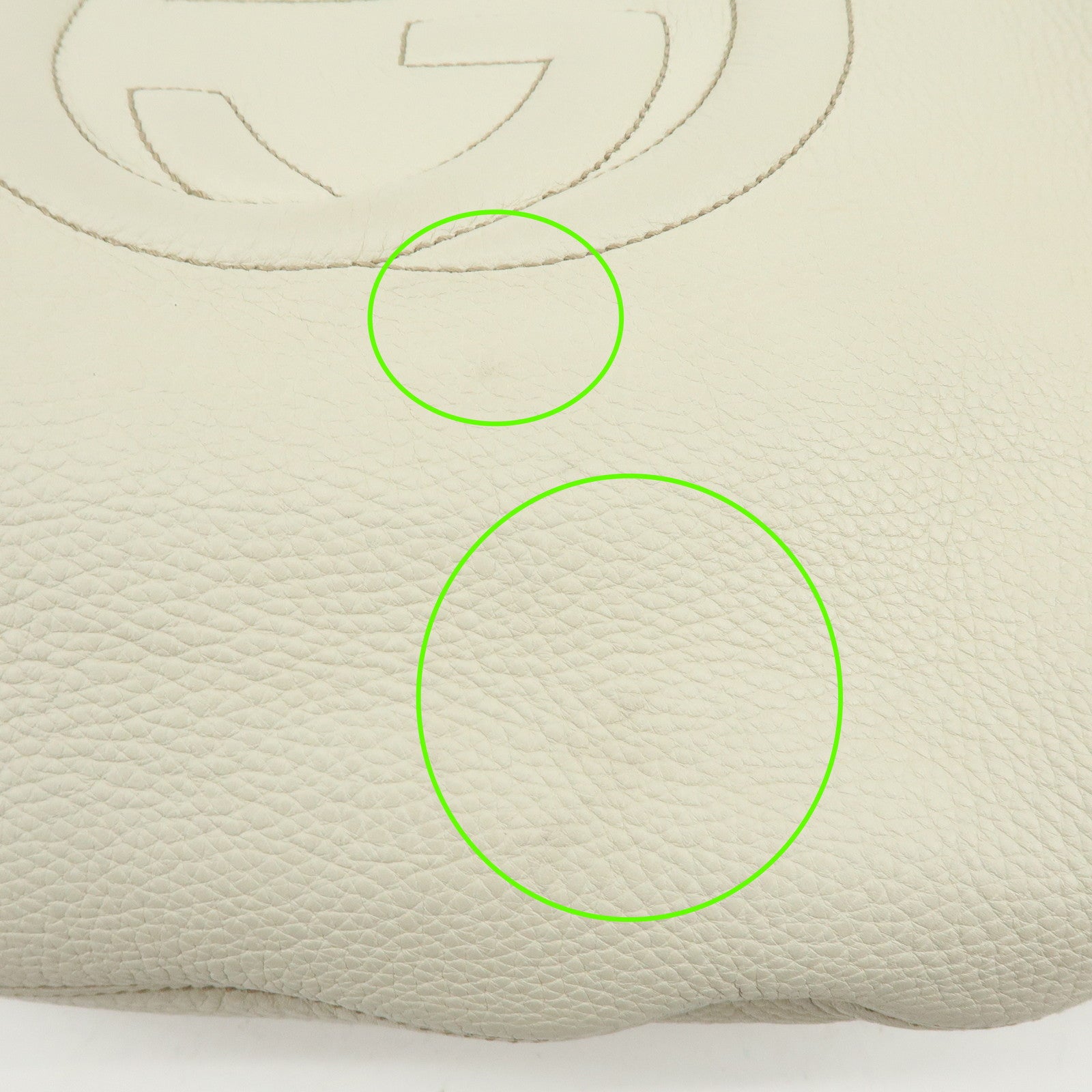 GUCCI SOHO Interlocking G Leahter Shoulder Bag White 282304