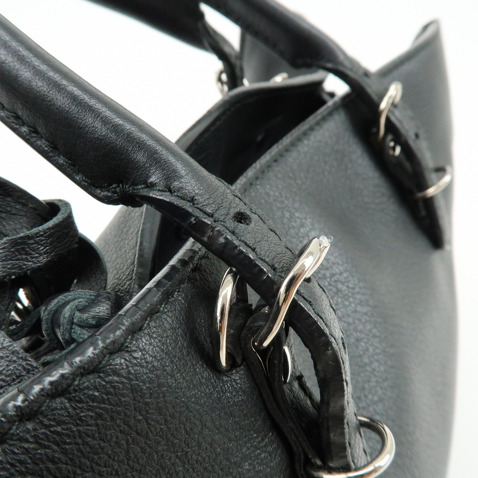 BALENCIAGA Paper A6 Mini Leather 2Way Hand Shoulder Bag Black 370926