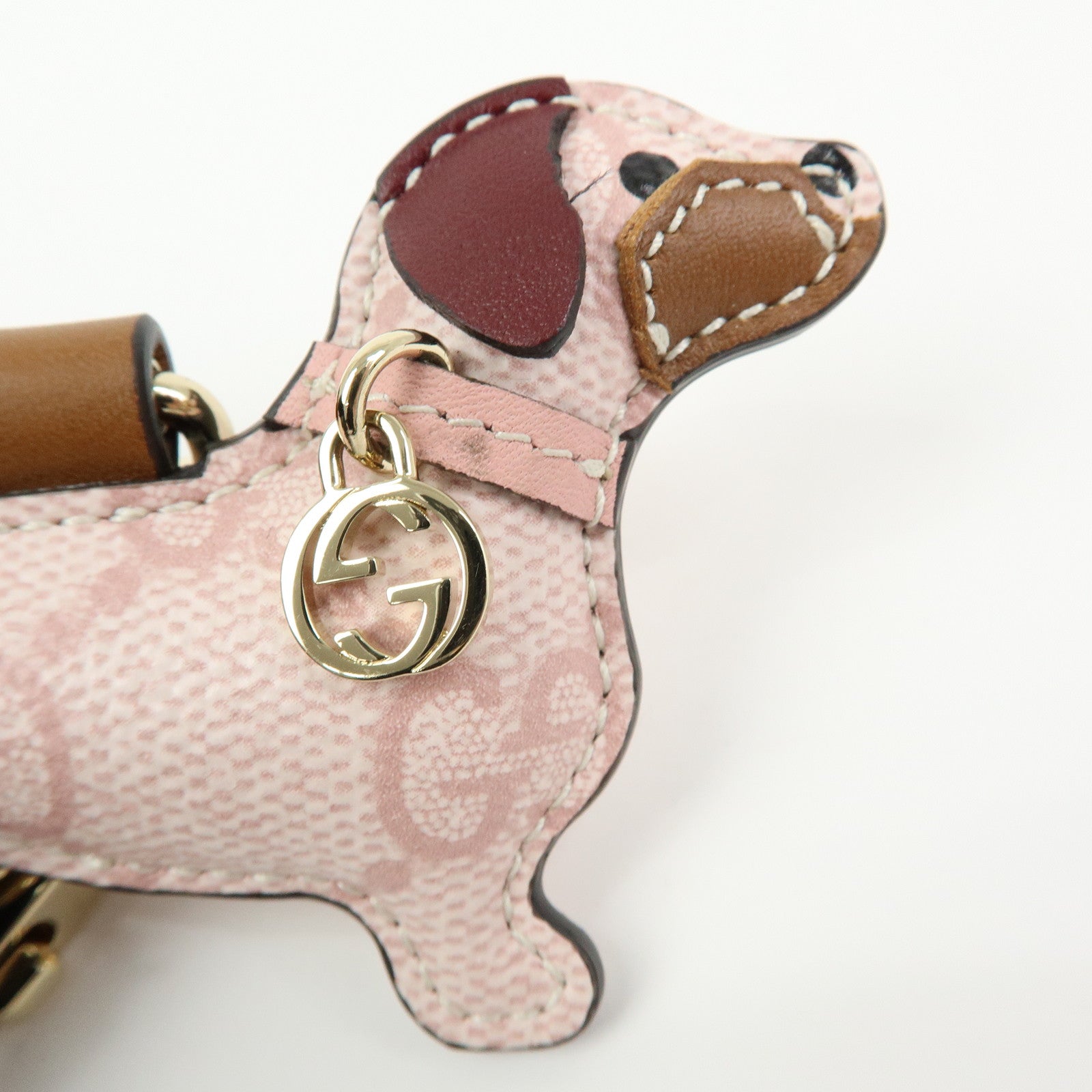 GUCCI Interlocking G Dog GG Supreme Leather Bag Charm Key Chain