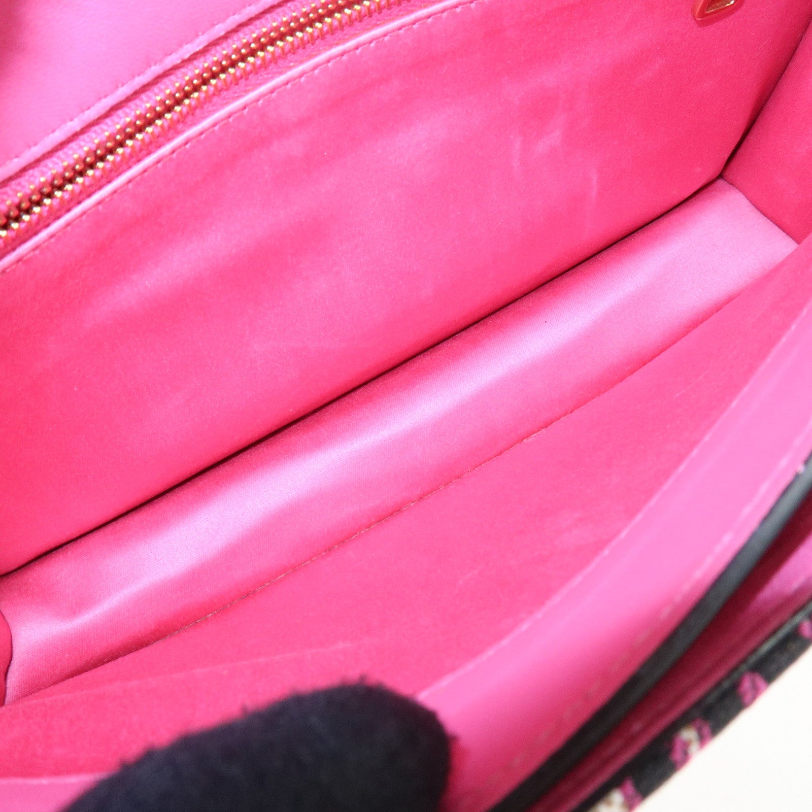 MIU MIU Jacquard Embossed Leather 2Way Hand Shoulder Bag Pink 5BD233