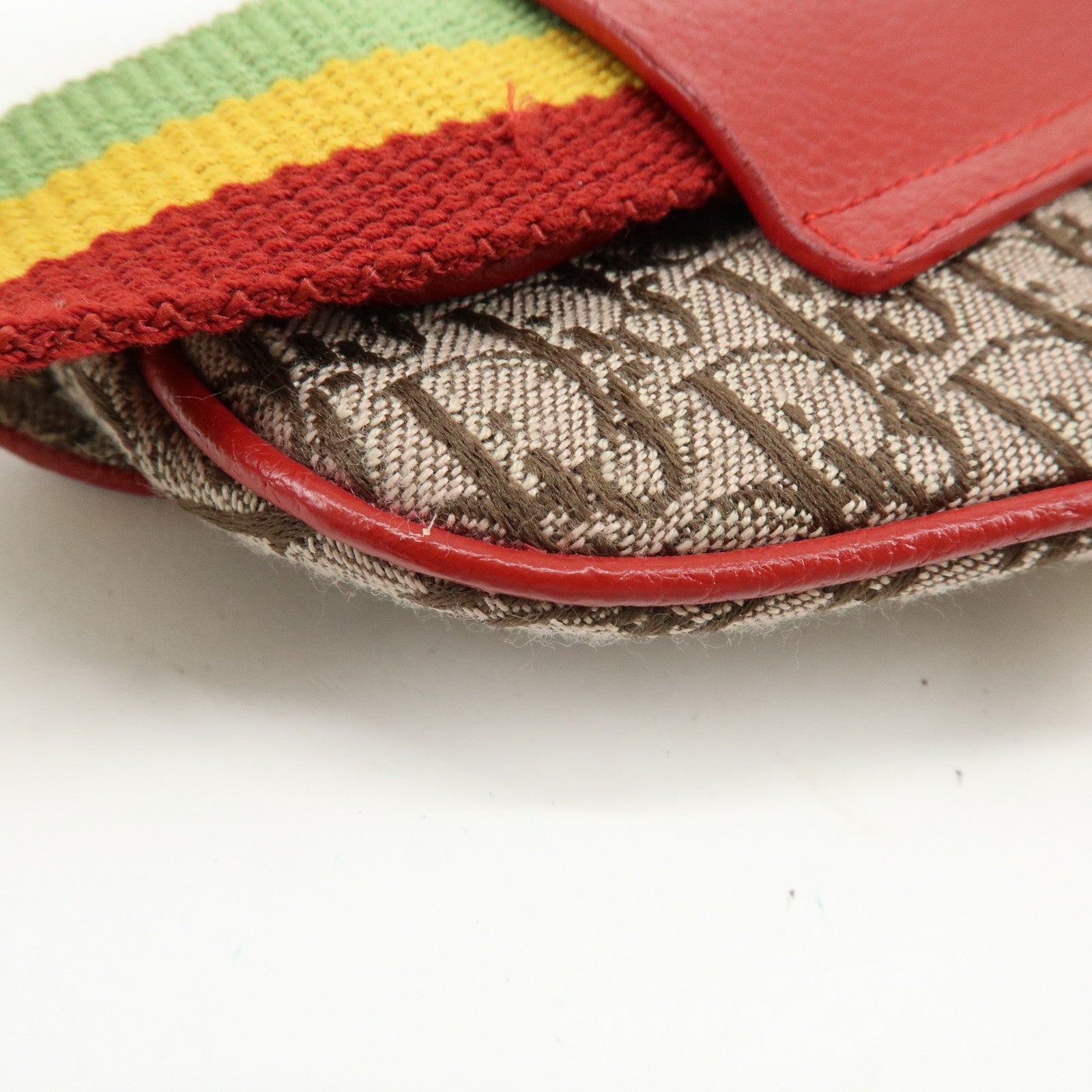Christian Dior Trotter Saddle Rasta Canvas Leather Waist Bag Beige