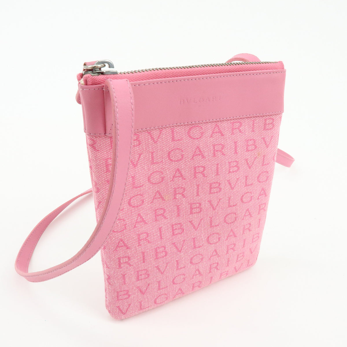 BVLGARI Logomania Canvas Leather Shoulder Bag Crossbody Bag Pink