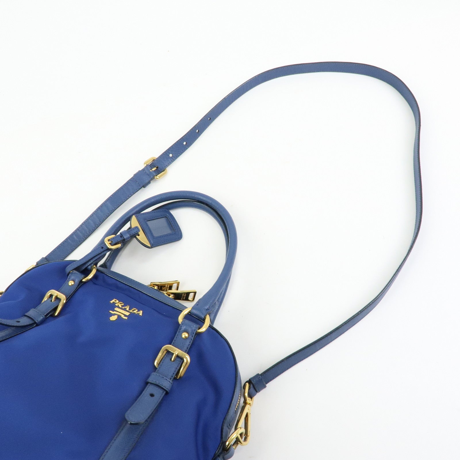 PRADA Tessuto Nylon Saffiano Leather 2Way Hand Shoulder Bag 1BB013