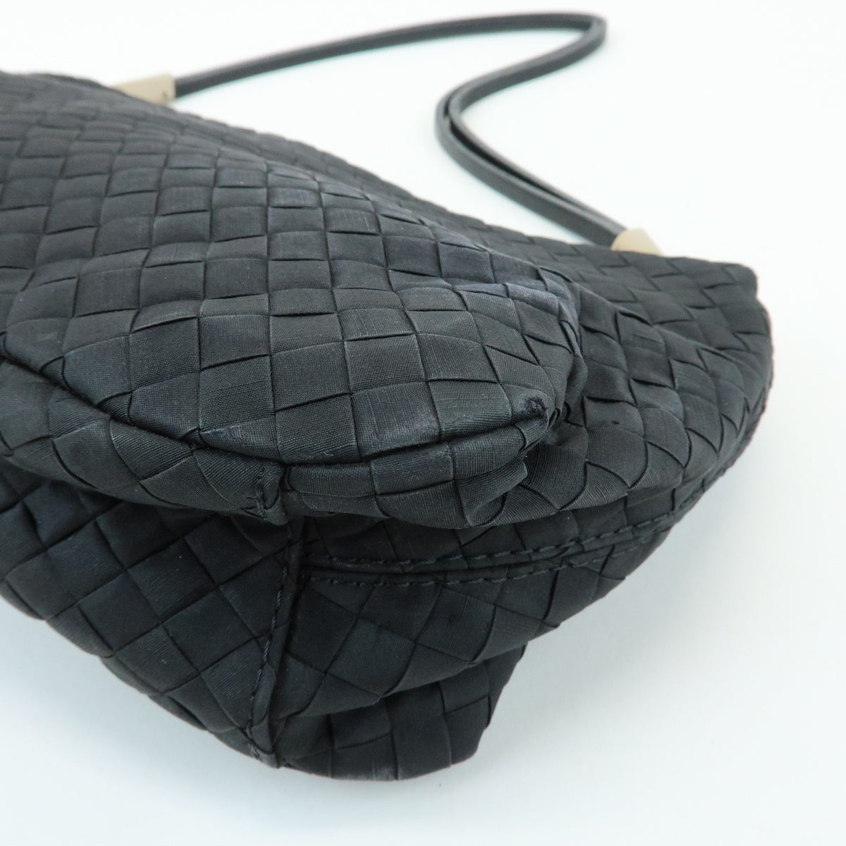 BOTTEGA VENETA Intrecciato Nylon Leather Shoulder Bag Hand Bag Black