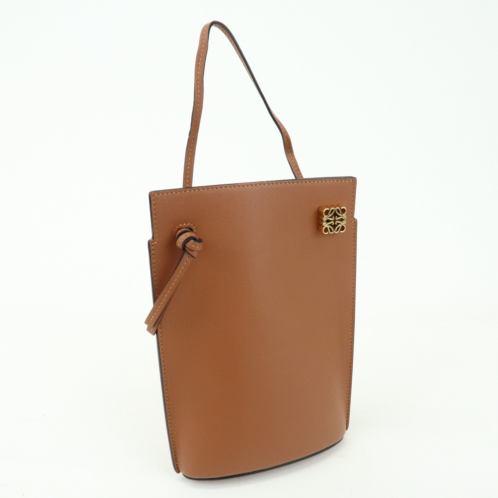 LOEWE Anagram Leather Dice Pocket Shoulder Bag Crossbody Bag Brown