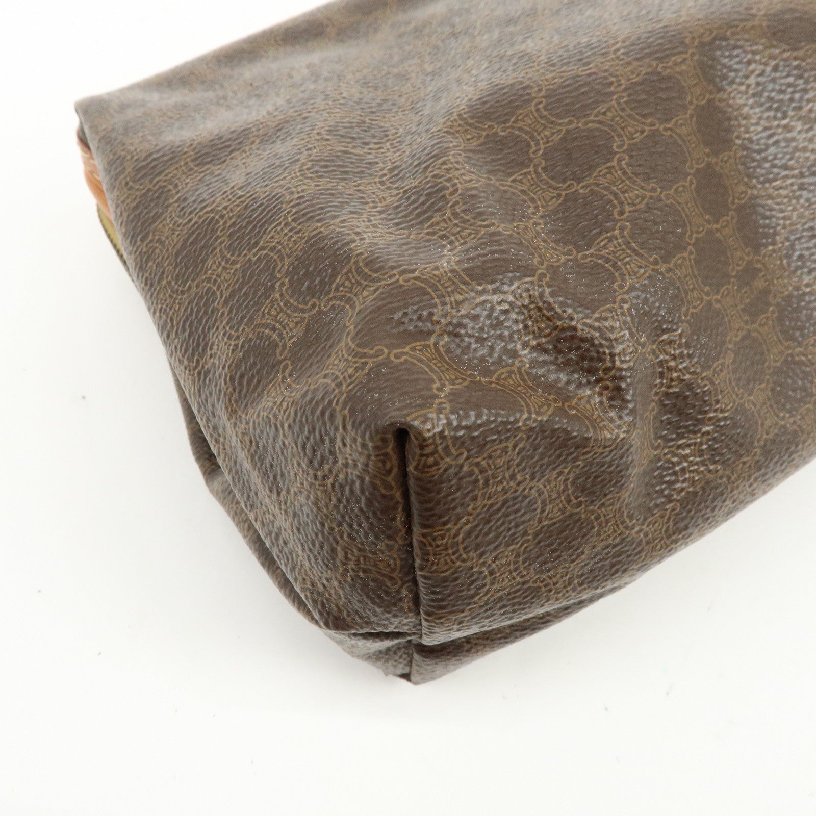 CELINE Macadam PVC Leather Pouch Cosmetic Pouch Brown