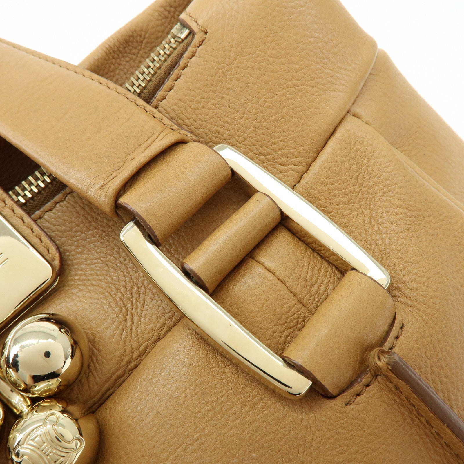 CELINE Blossom Leather Hand Bag Shoulder Bag Beige