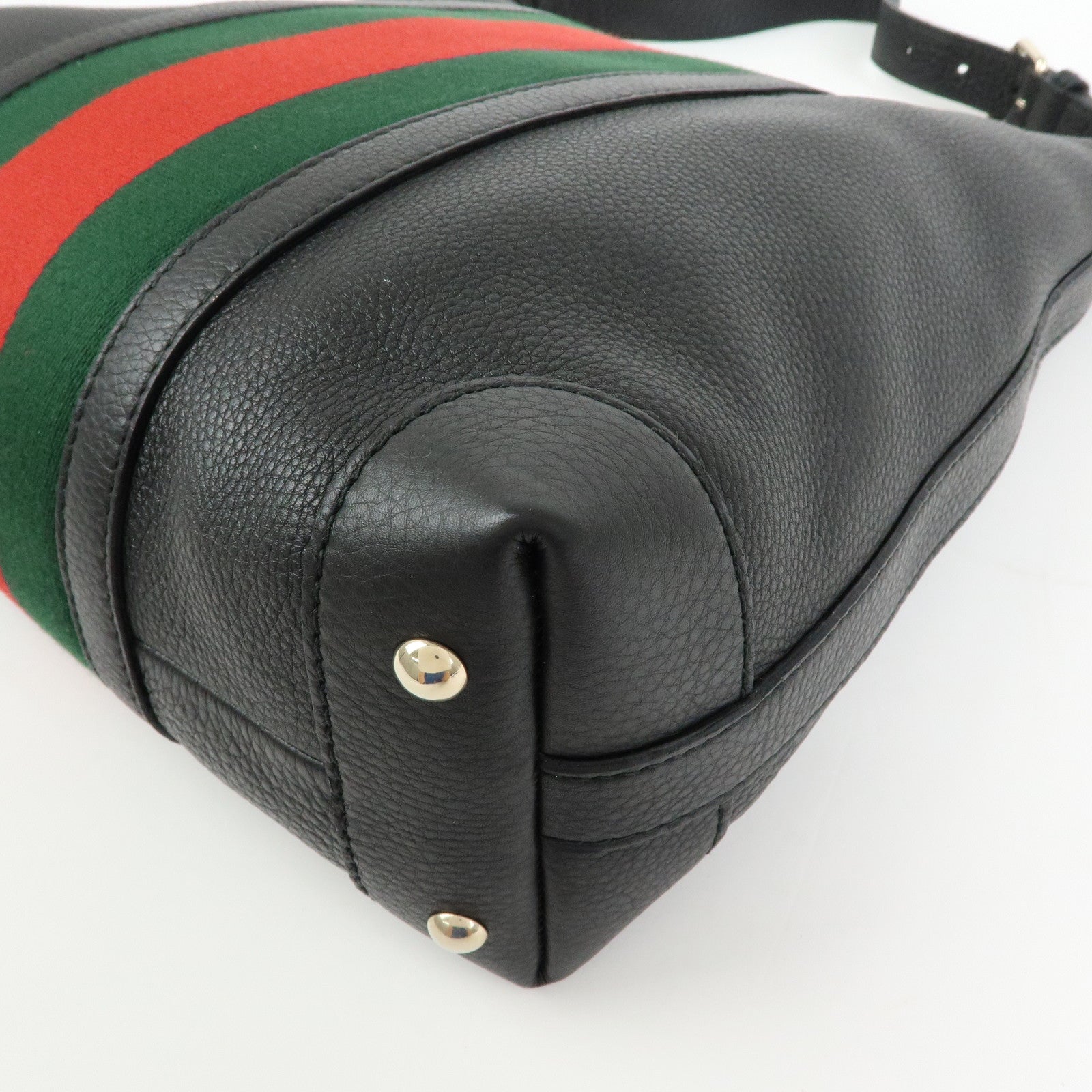 GUCCI Sherry Leather Shoulder Bag Hobo Bag Tote Bag Black 257084
