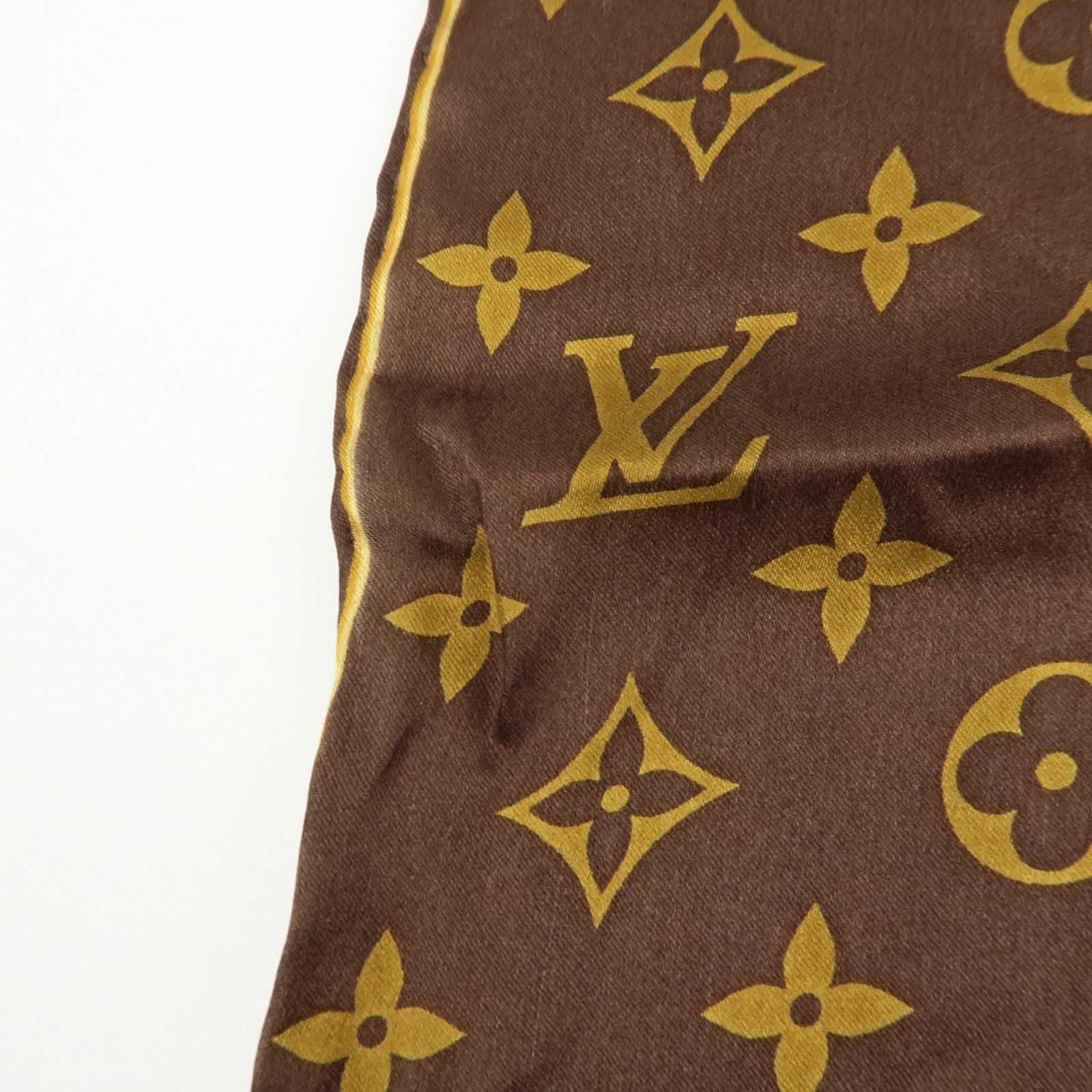 Louis Vuitton Monogram Silk 100% Scarf Shawl Leopard Pattern Brown