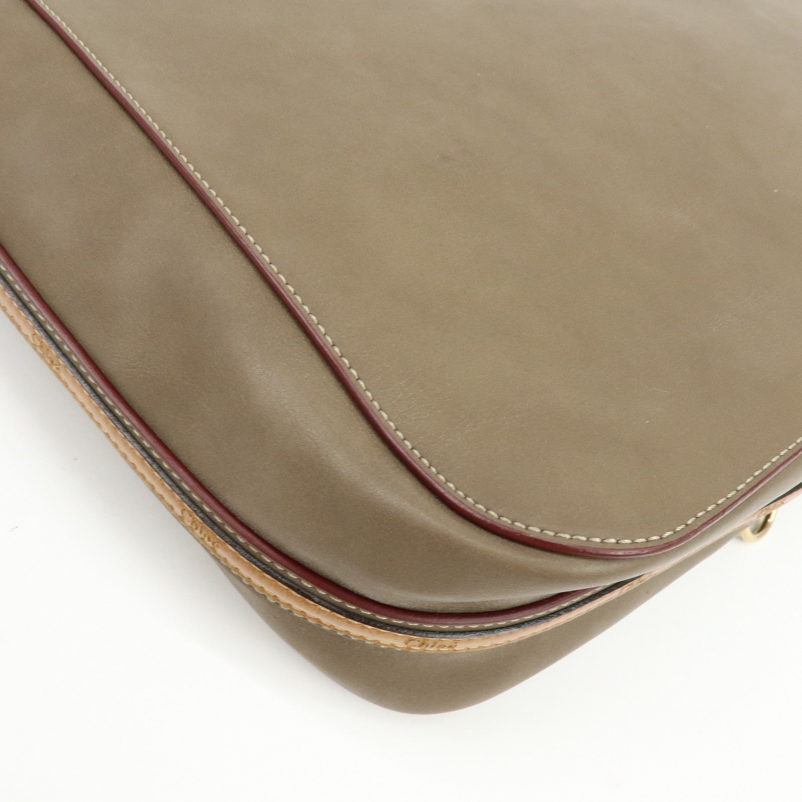 Chloe Sam Leather 2Way Bag Hand Bag Shoulder Bag Greige