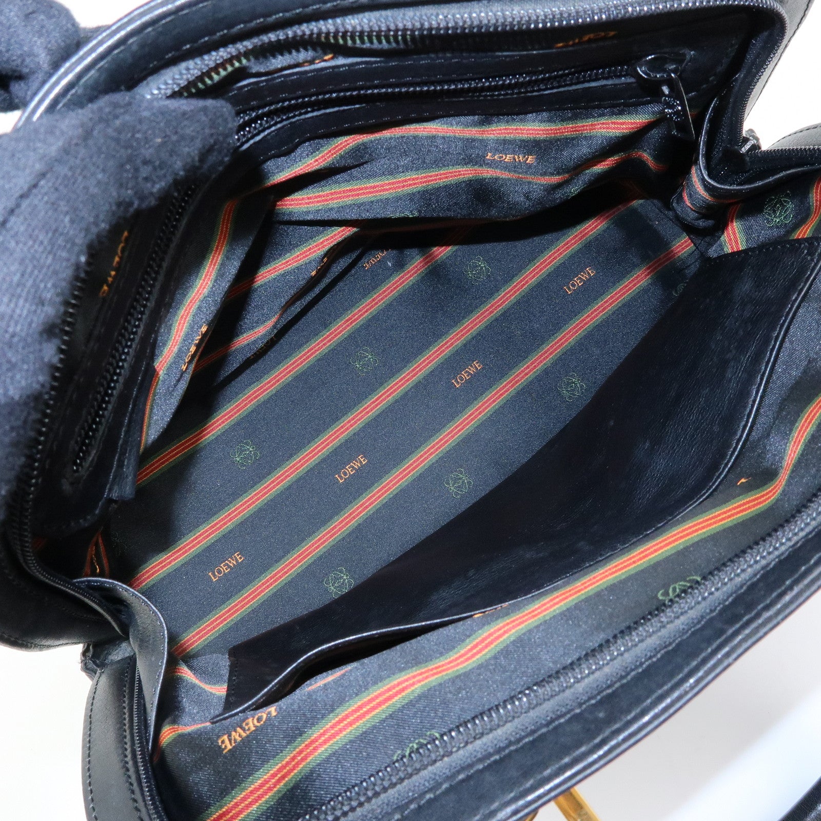 LOEWE Anagram Calf Leather Hand Bag  Black