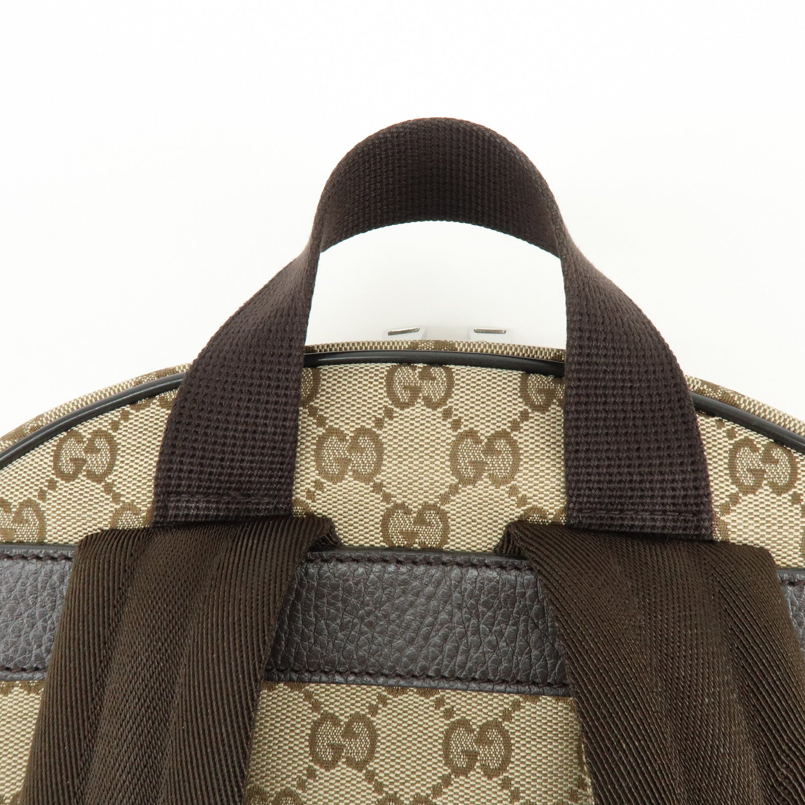 GUCCI GG Canvas Leather Backpack Rucksuck Beige Brown 449906