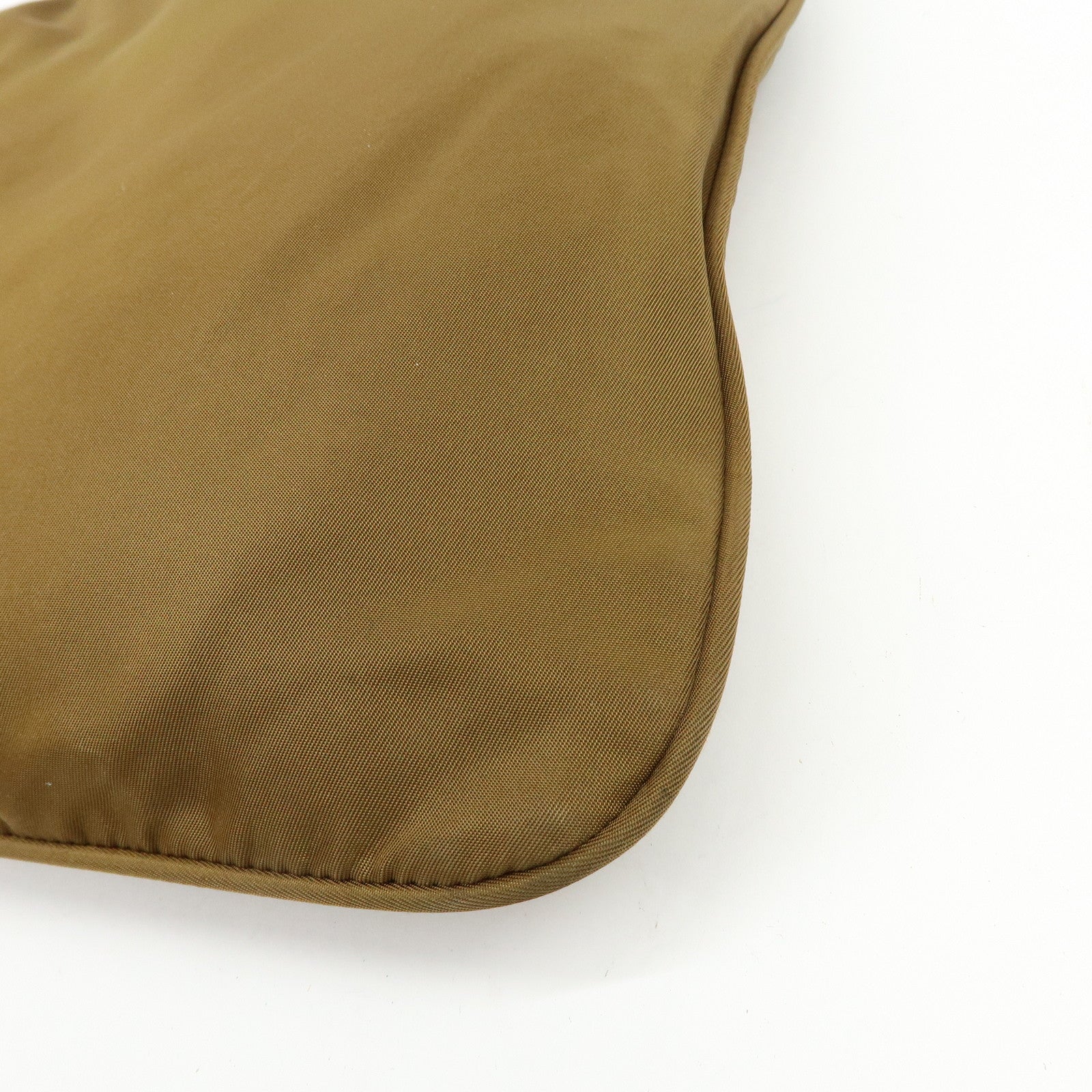 PRADA Triangle Logo Nylon Shoulder Bag Crossbody Bag Khaki