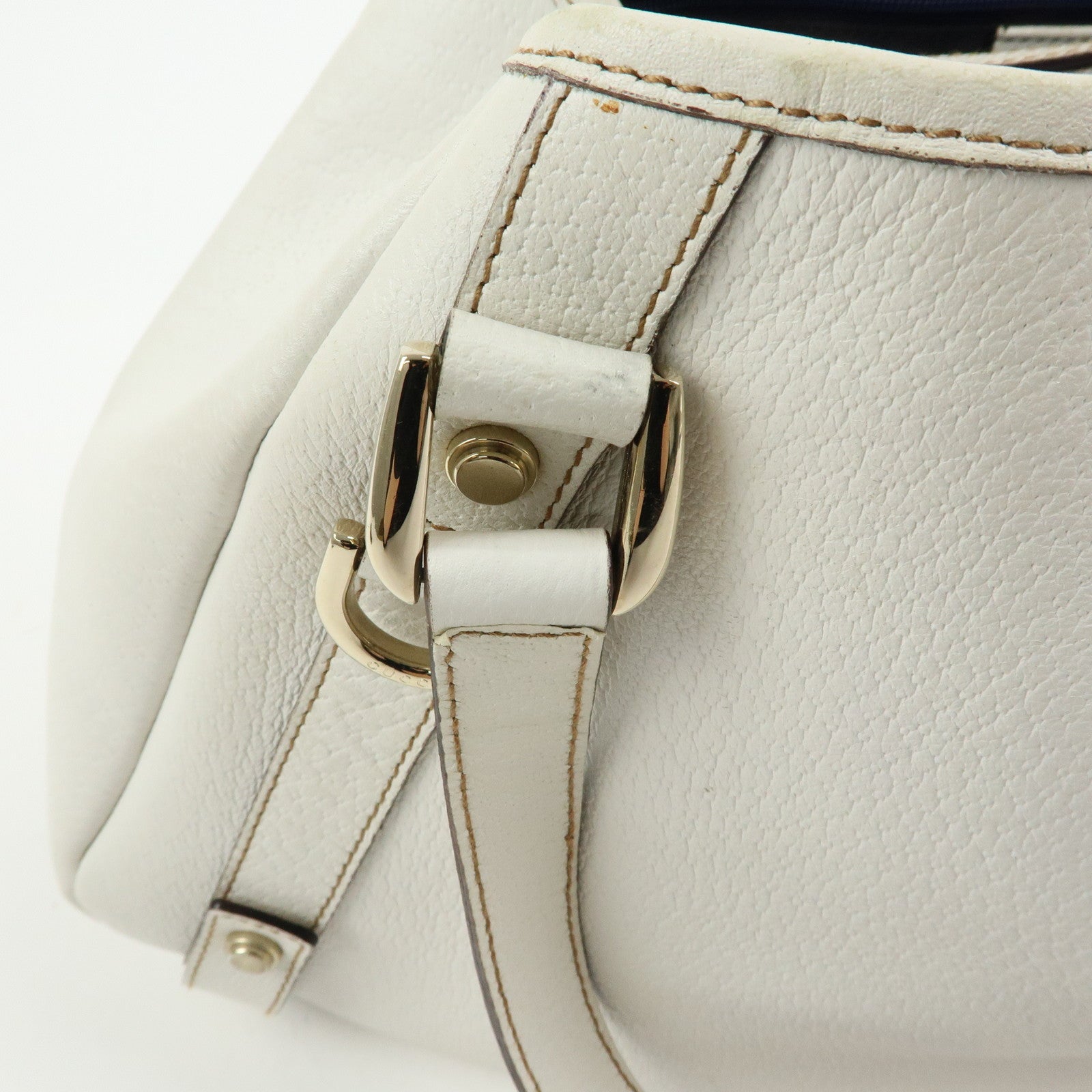 Gucci Abbey Leather Tote Bag Shoulder Bag Hand Bag White 130736