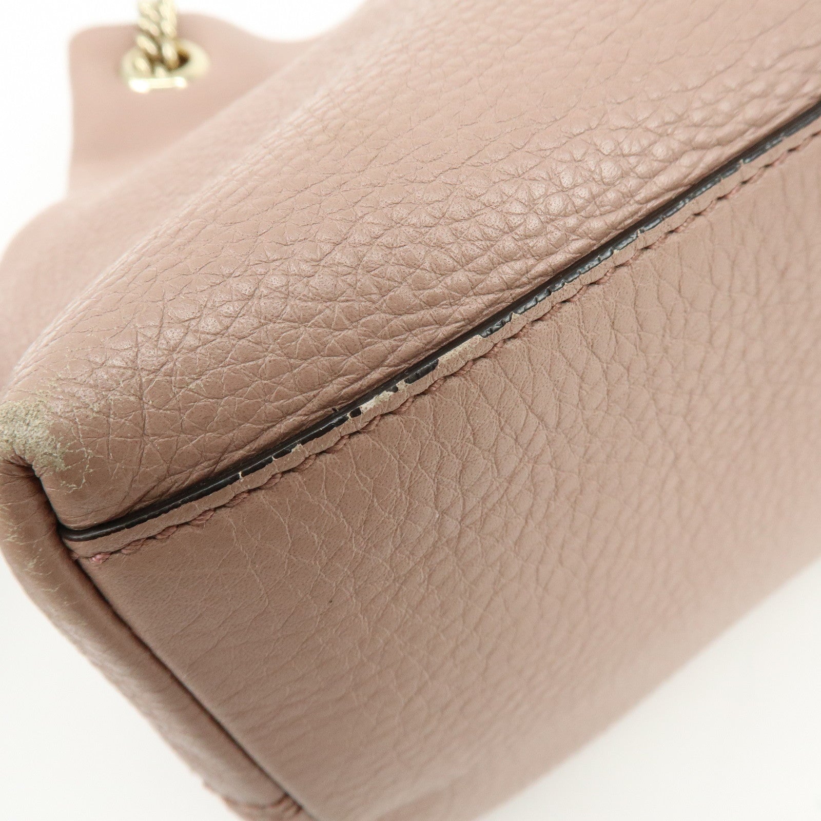 GUCCI SOHO Interlocking G Leather Chain Shoulder Bag Tassel Pink 308982