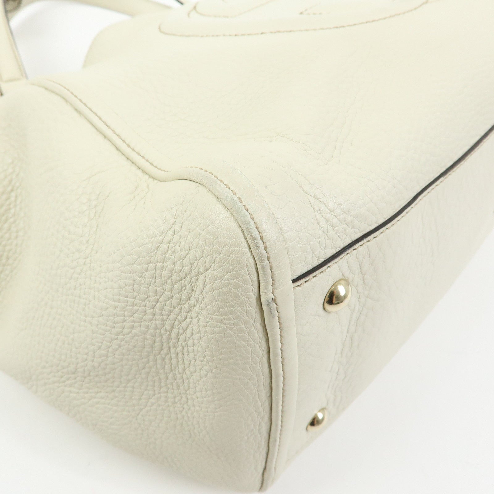 GUCCI SOHO Interlocking G Calf Leather Tote Shoulder Bag Ivory 282309