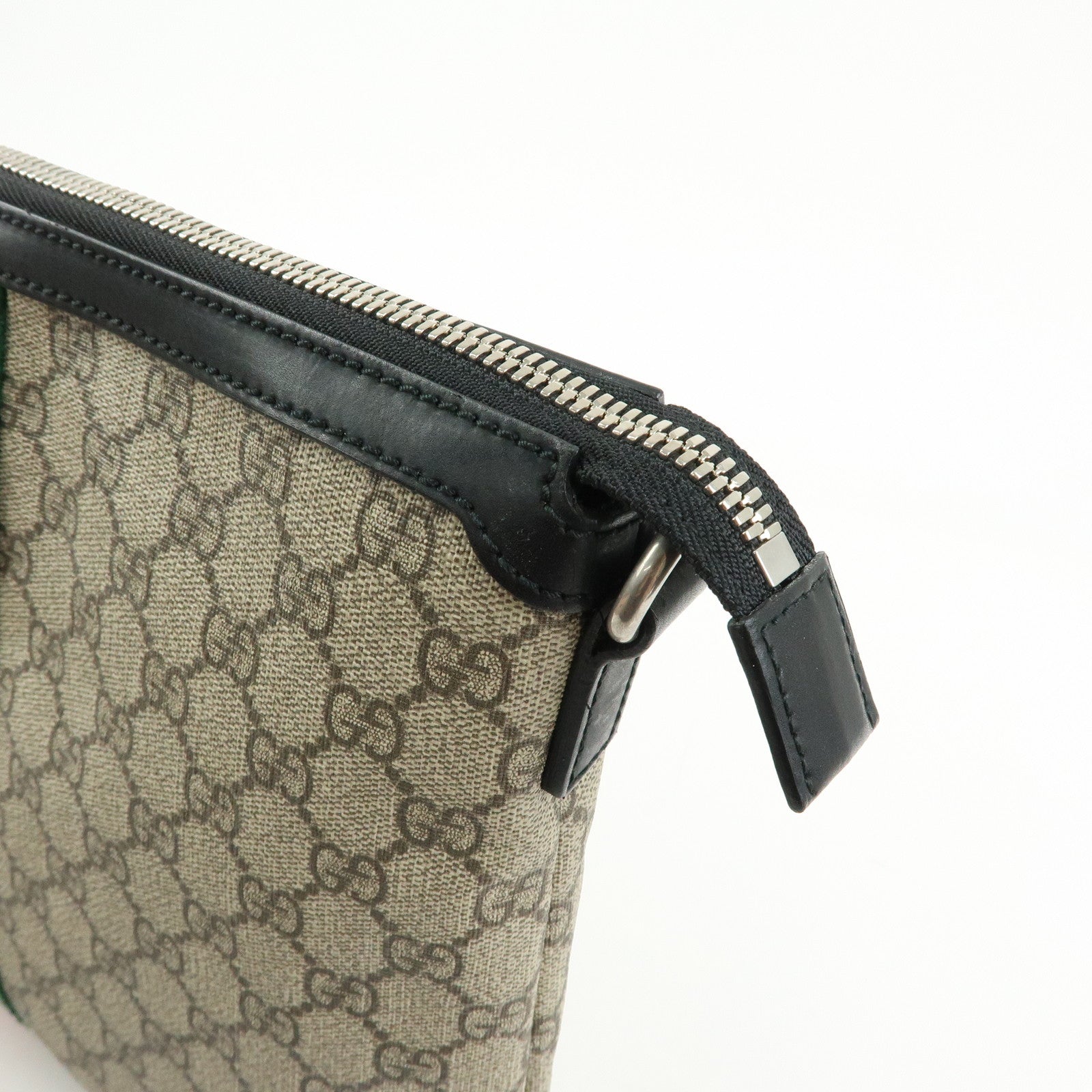 GUCCI Sherry GG Supreme Leather Messenger Bag Beige Black 523335