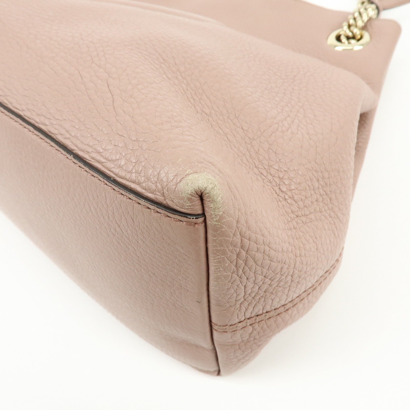 GUCCI SOHO Interlocking G Leather Chain Shoulder Bag Tassel Pink 308982