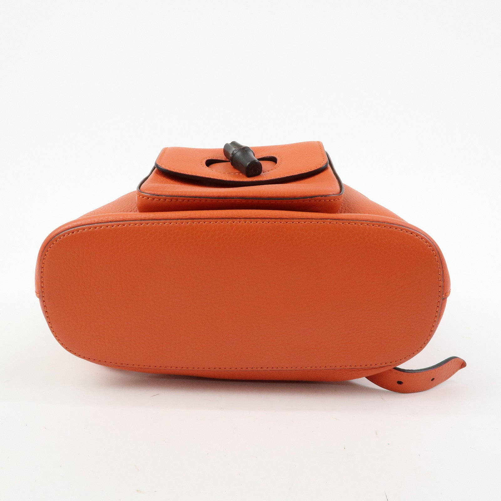 GUCCI Bamboo Leather Backpack Rucksack Tassel Strap Orange 387149
