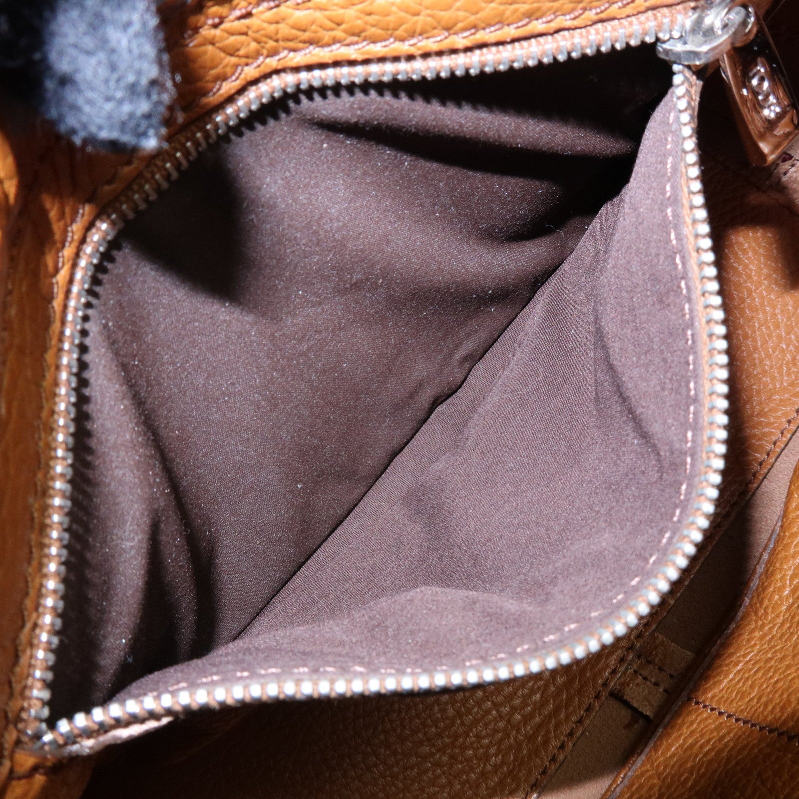 TOD'S Logo Leather Shoulder Bag Hand Bag Tote Bag Camel Brown
