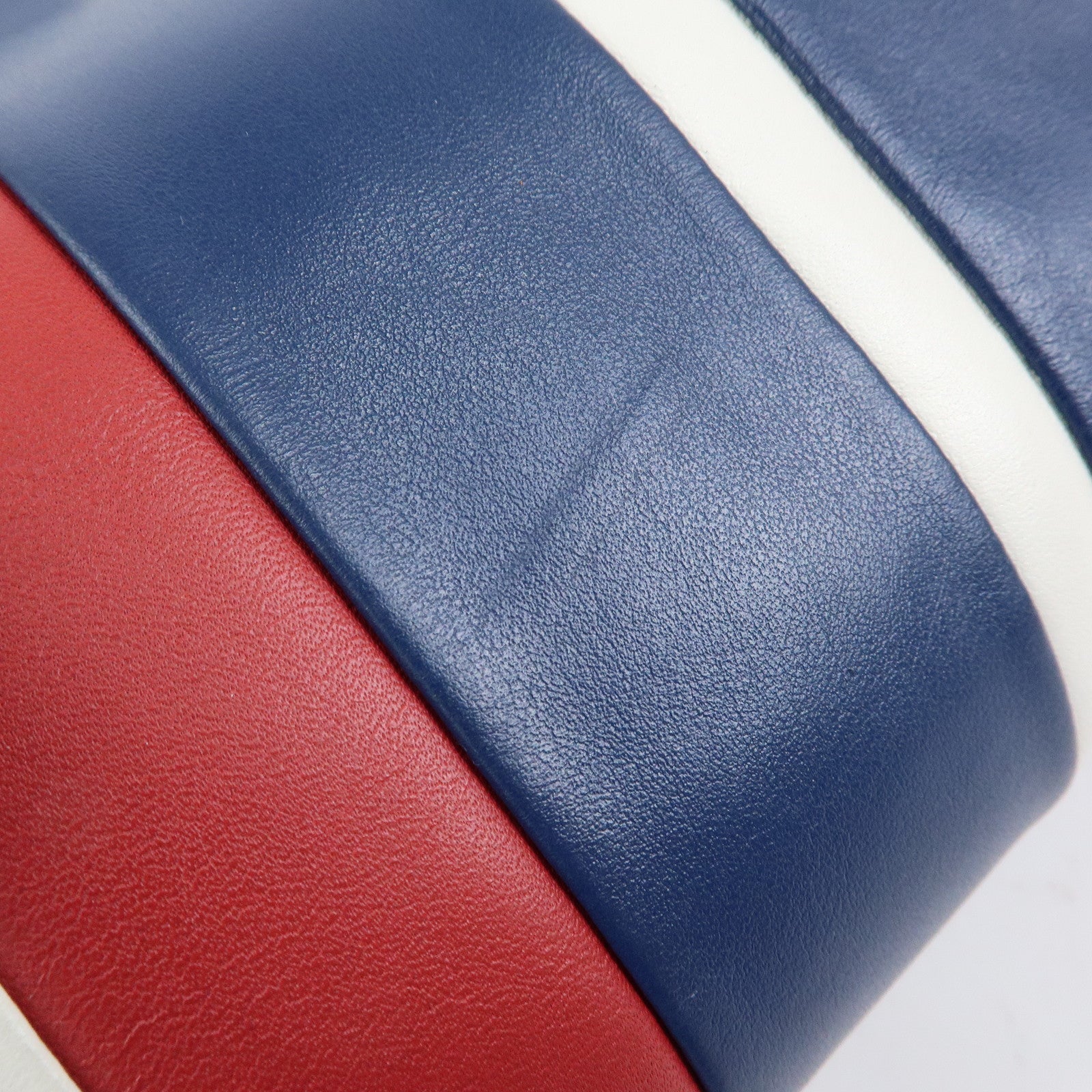 PRADA Triangle Logo Leather Tote Bag Shoulder Bag Blue White Red