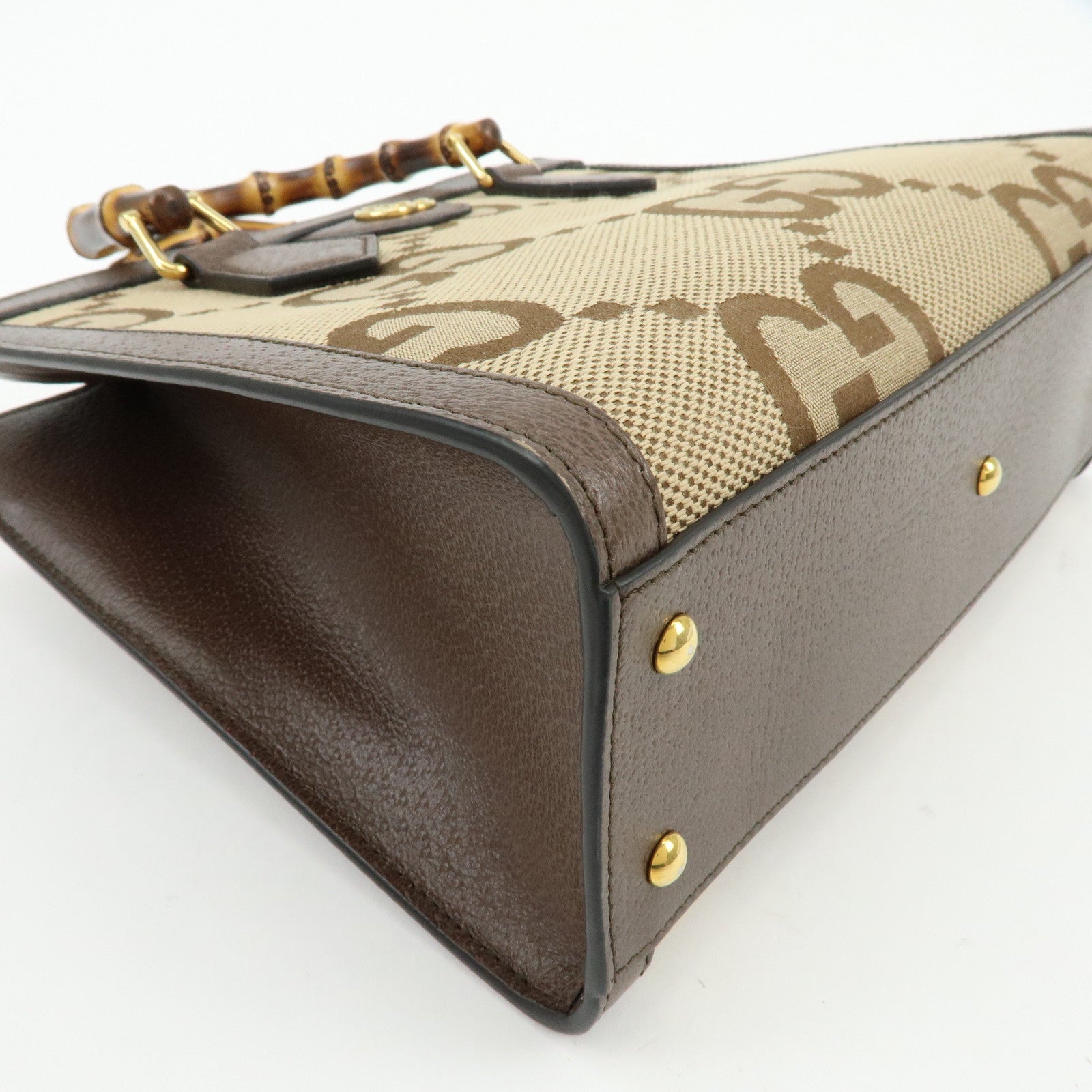 GUCCI Bamboo Double G Diana Jumbo GG Canvas 2Way Bag Tote Bag 660195