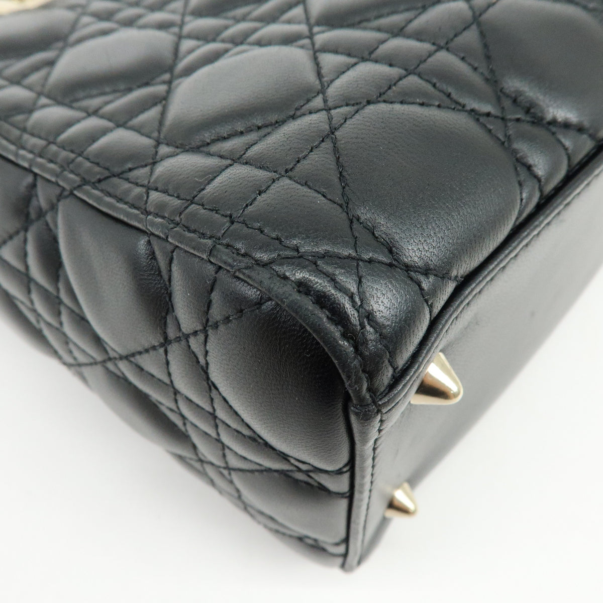 Christian Dior Lady Dior Cannage Lamb skin 2Way Hand Shoulder Bag Black