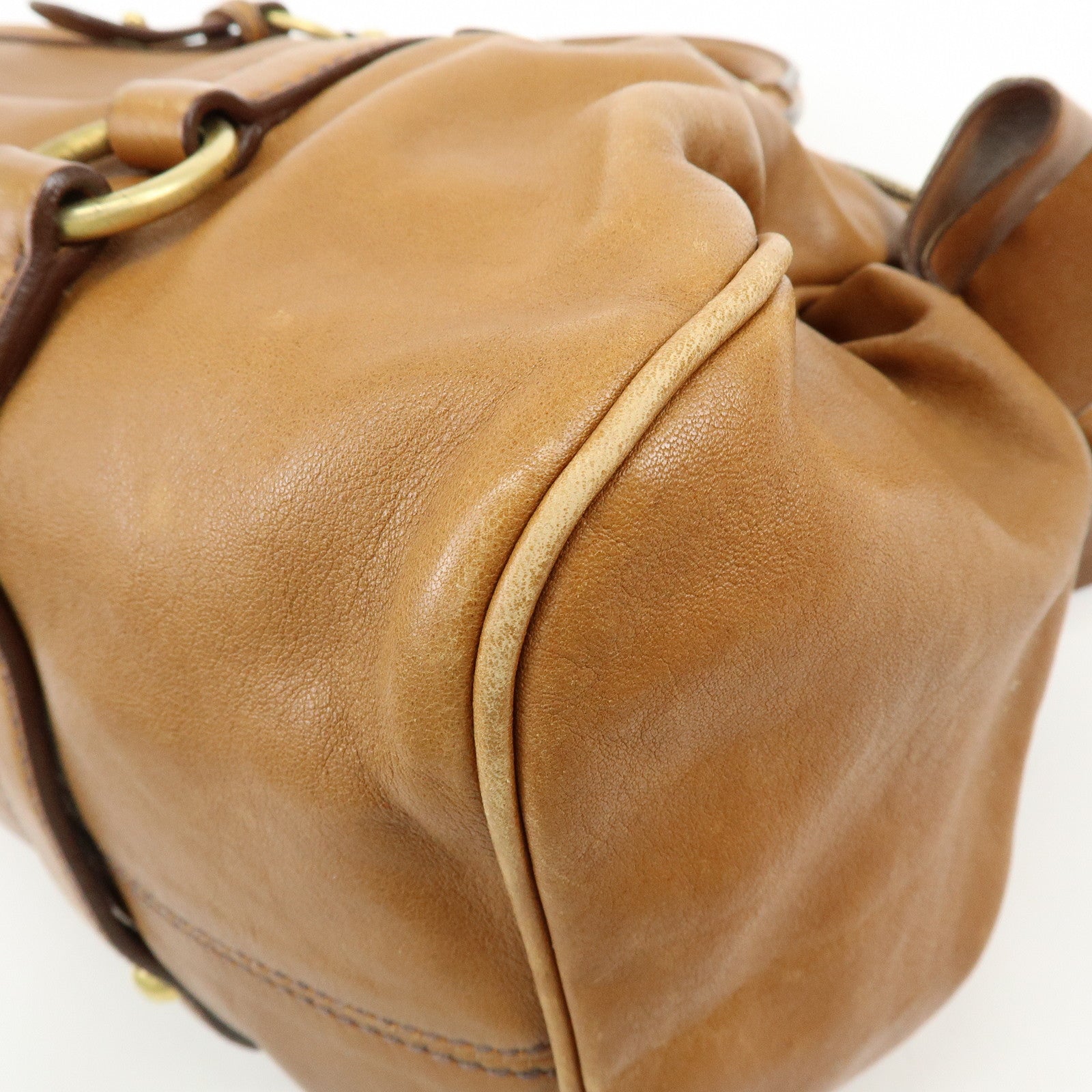MIU MIU Leaether Ribbon 2Way Bag Hand Bag Shoulder Bag Brown