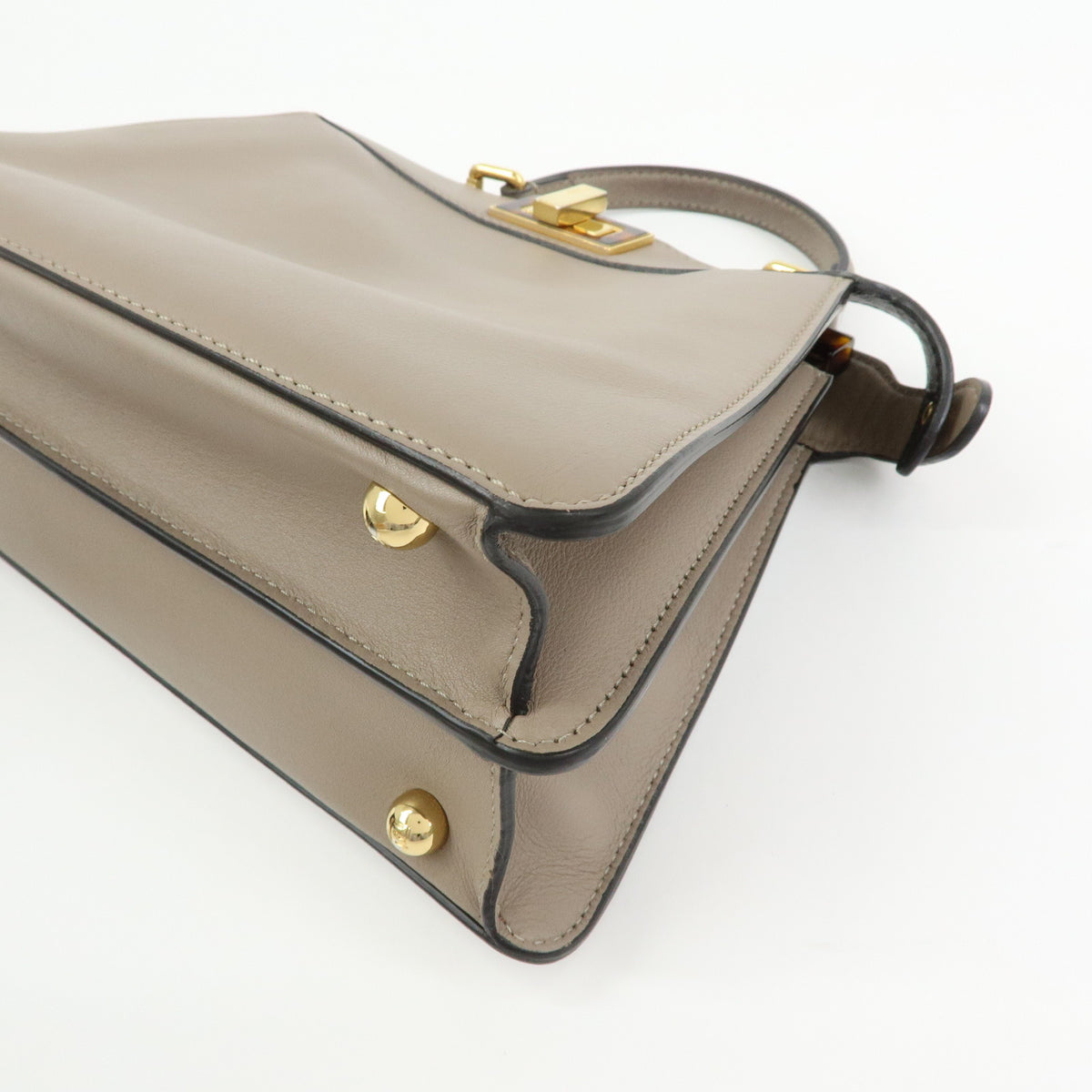 FENDI Peek a Boo ISeeU Small Leather 2Way Bag Hand Bag Greige 8BN327