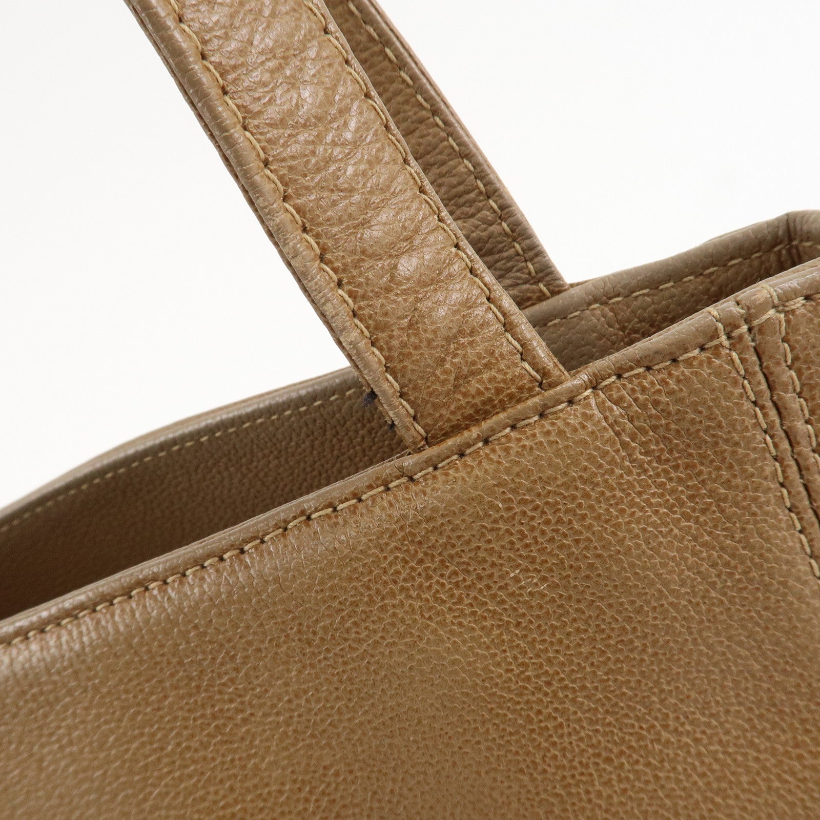 CHANEL COCO Mark Caviarskin Leather Bag Tote Bag Shoulder Bag Beige Used