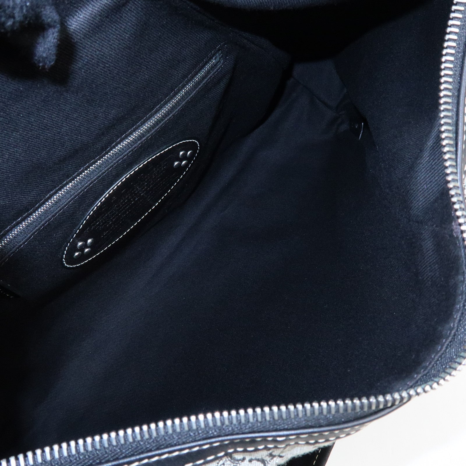 CELINE Macadam Canvas Leather Shoulder Bag Grey Black Silver