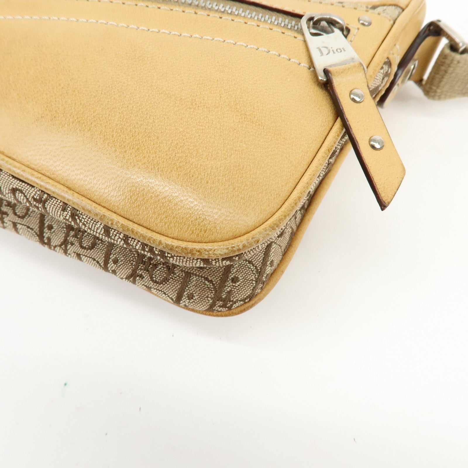 Christian Dior Street Chic Trotter Jacquard Canvas Leather Shoulder Bag